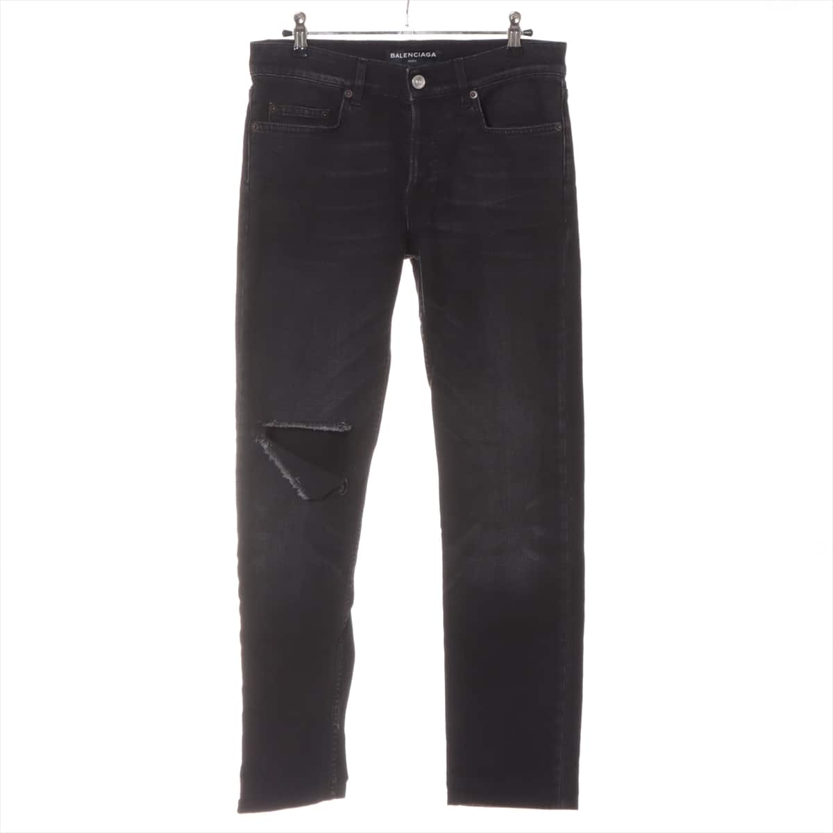 Balenciaga 18SS Cotton & Polyurethane Denim pants 28 Men's Black  Damage processing