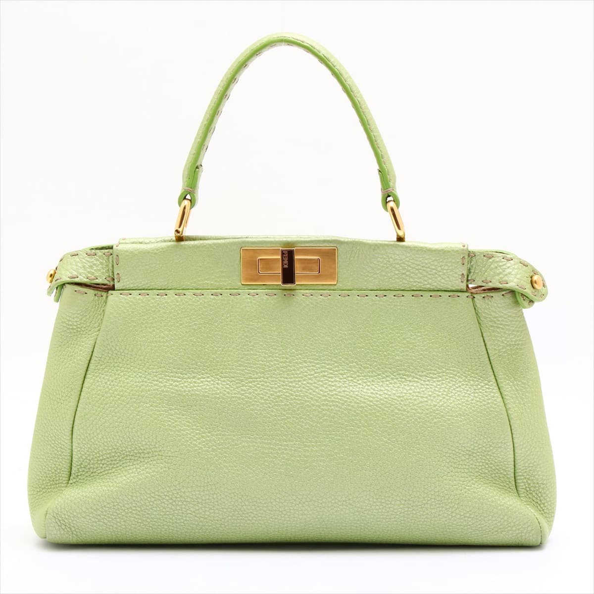 Fendi Peek-a-boo Selleria Leather 2way handbag Green 8BN211