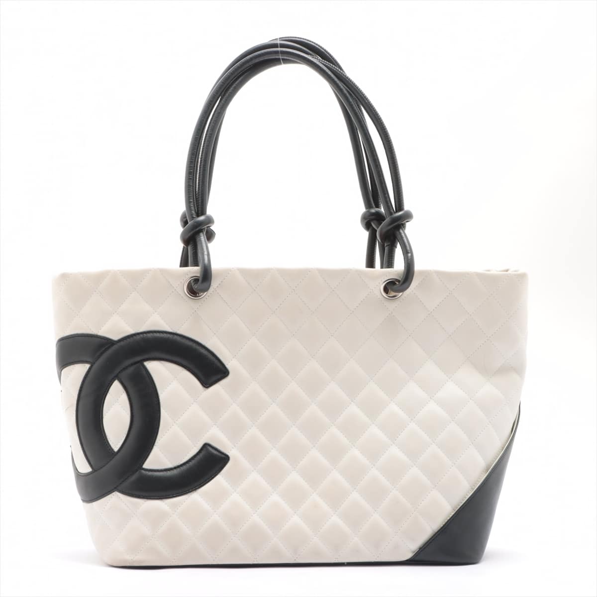 Chanel Cambon Line Leather Tote bag White Silver Metal fittings 9XXXXXX