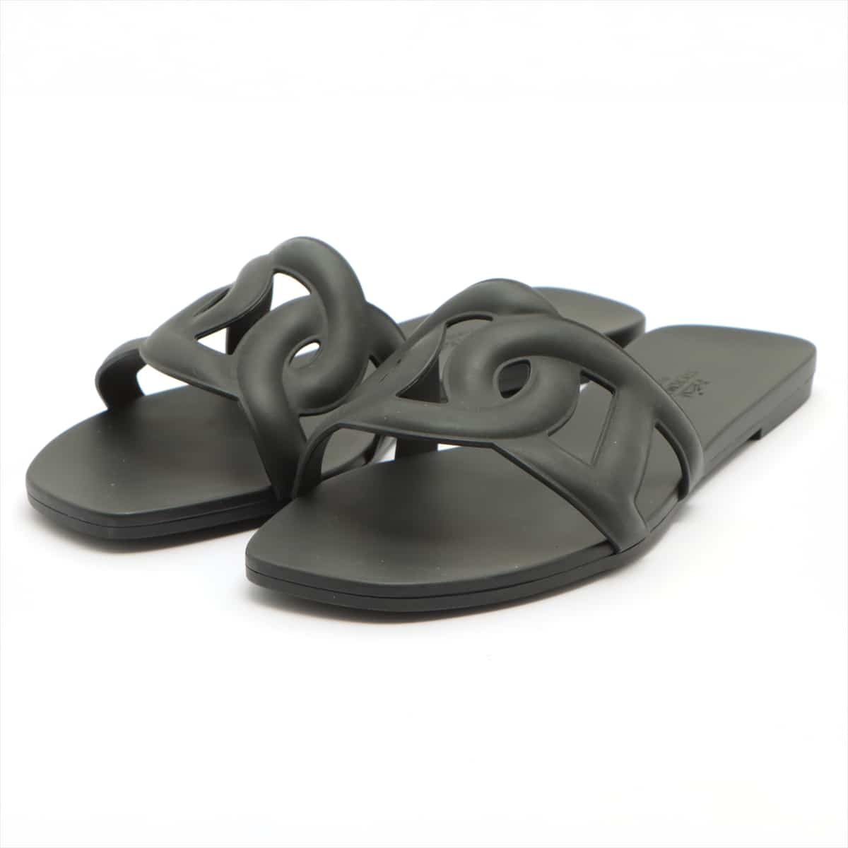 Hermès Chaîne d'Ancre Rubber Sandals 37 Ladies' Black