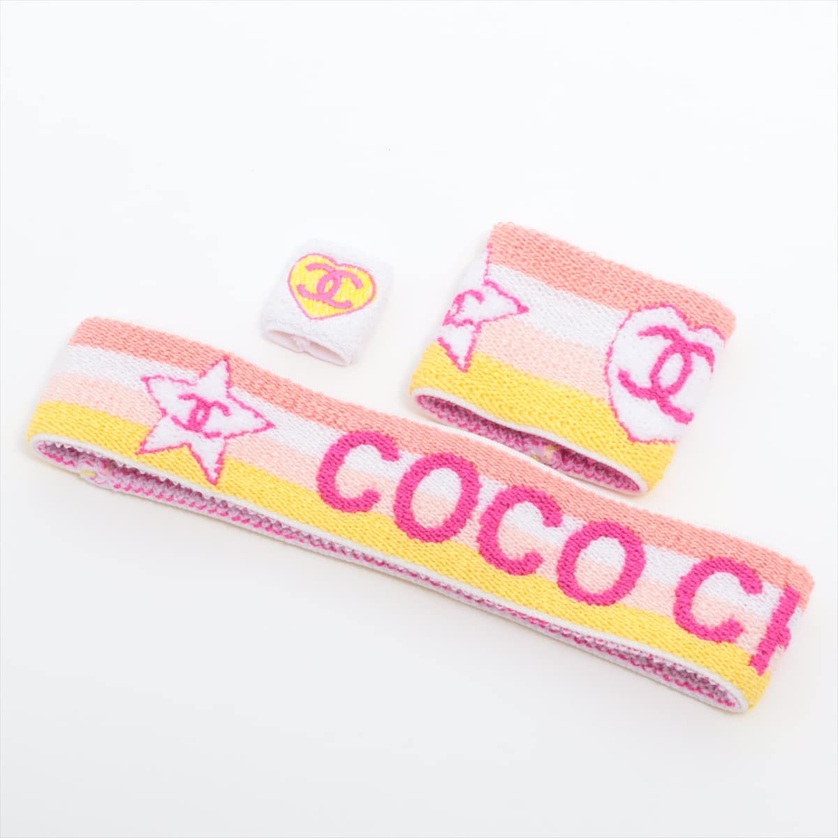 Chanel Coco Mark Hairband Cotton Pink Hairband wristband set