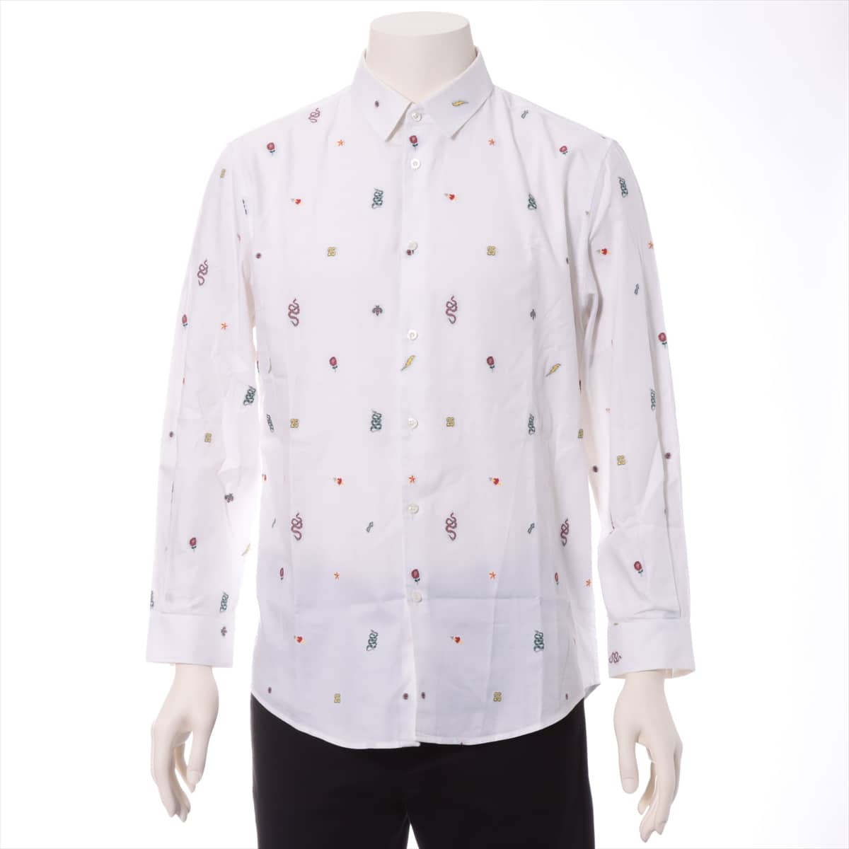 Gucci 18 years Cotton Shirt 40 Men's White  Total handle There is damage to the neck