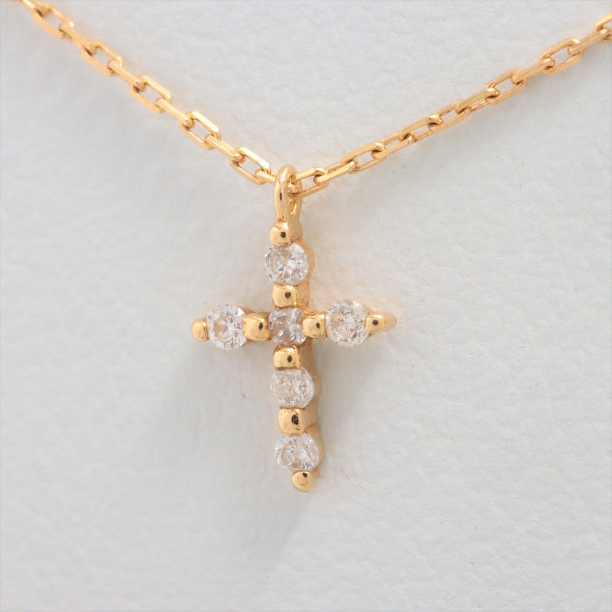 Aget Cross diamond Necklace K18(YG) 0.8g 0.03