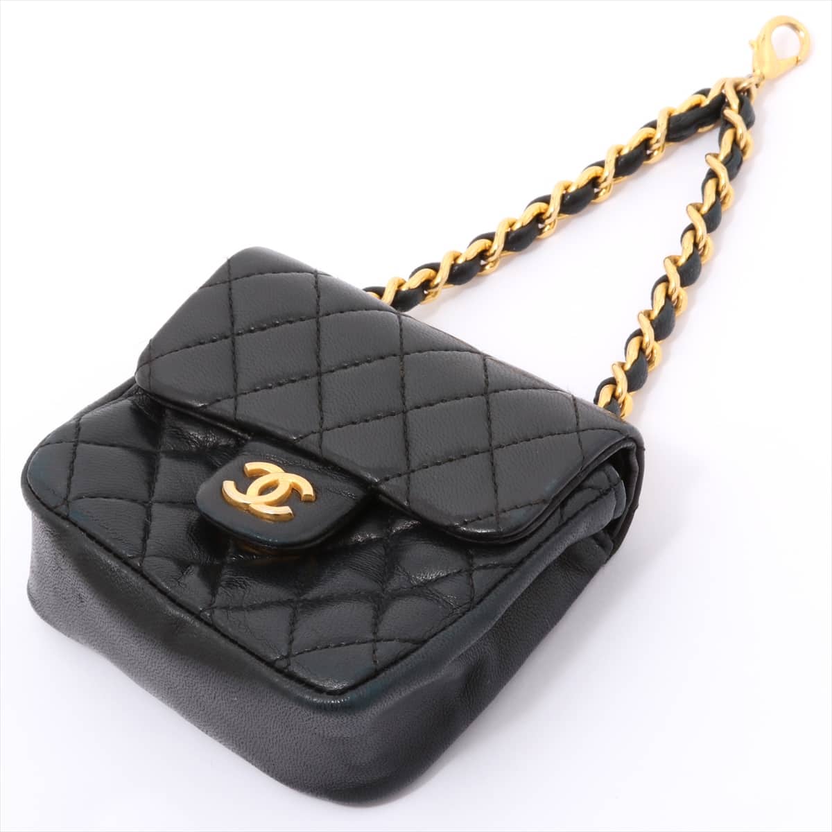 Chanel Mini Mini Matelasse Lambskin Case Black Gold Metal fittings