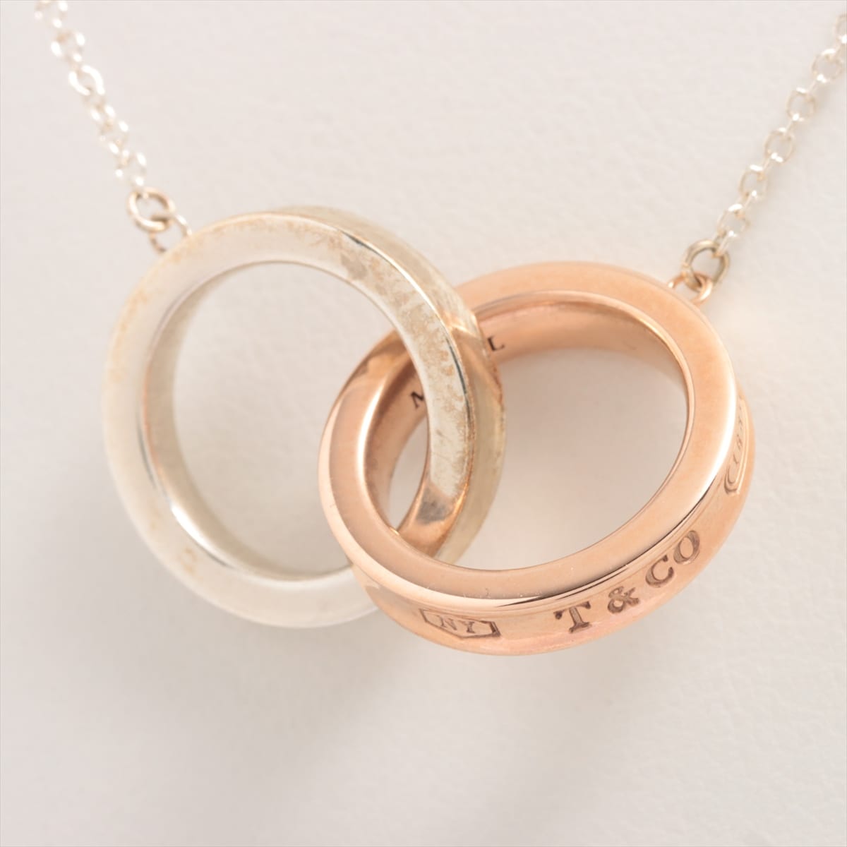 Tiffany 1837 Interlocking Circle Necklace 925×750 4.9g Gold × Silver