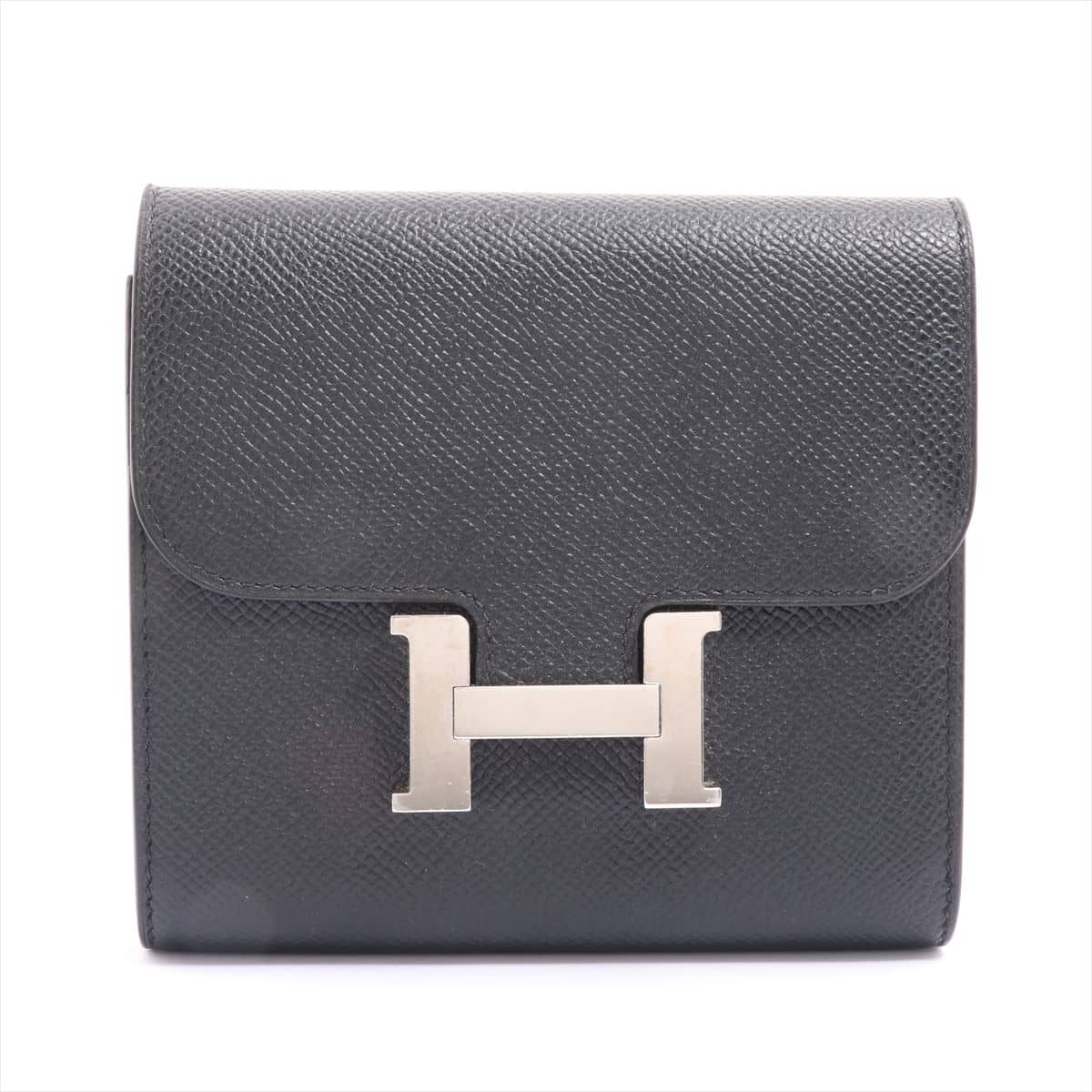 Hermès Constance Compact Veau Epsom Wallet Black Silver Metal fittings D: 2019
