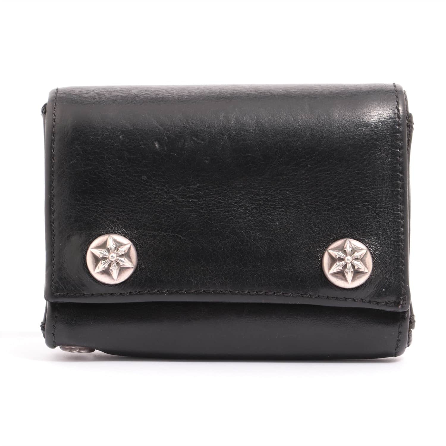 Chrome Hearts 3 Fold Wallet Wallet Leather Star button
