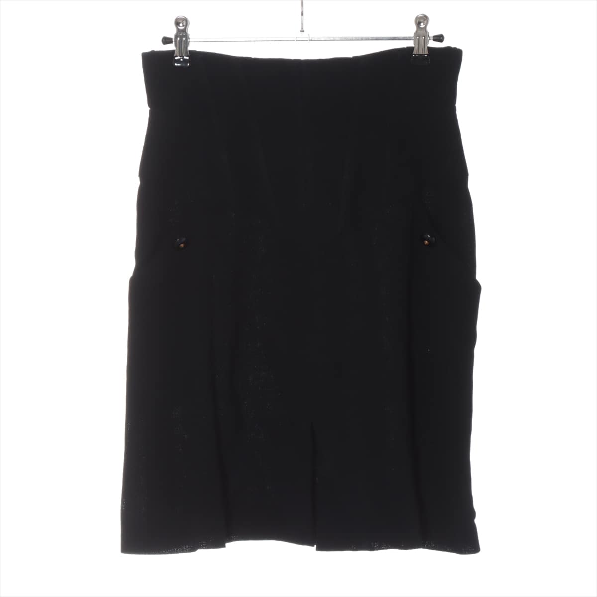 Chanel Coco Button P95 Wool Skirt 40 Ladies' Black