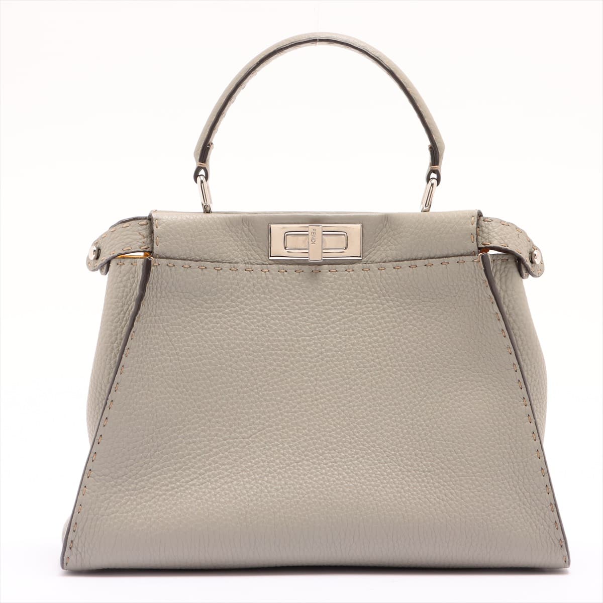 Fendi PEEKABOO REGULAR Selleria Leather 2way handbag Gray x yellow 8BN226