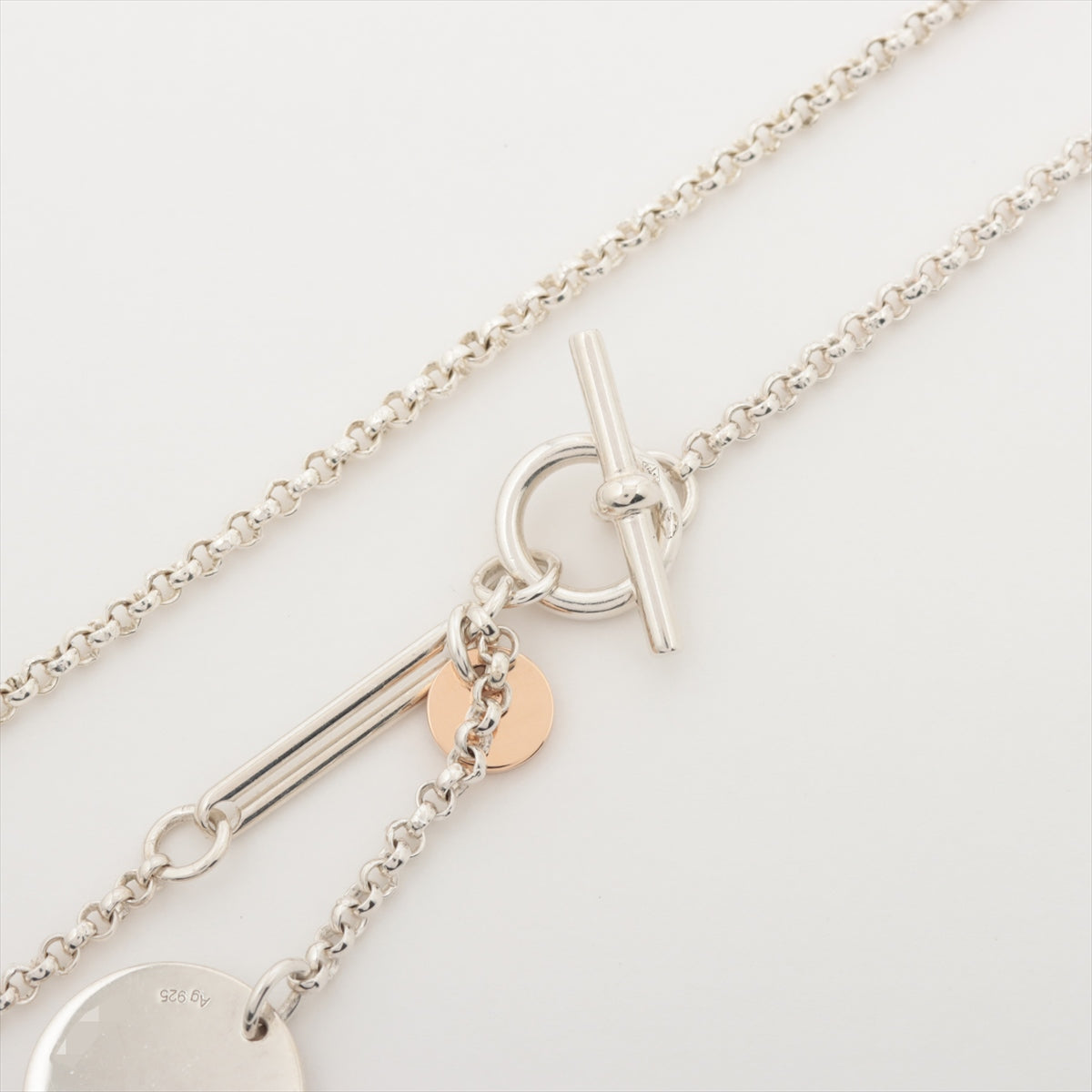 Hermès X-Libris PM Necklace 925×750 8.4g Gold × Silver