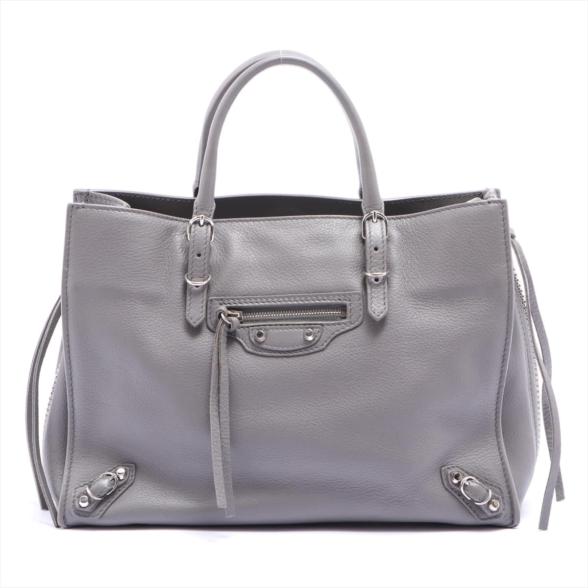 Balenciaga The paper mini Leather 2way handbag Grey 370926 With mirror