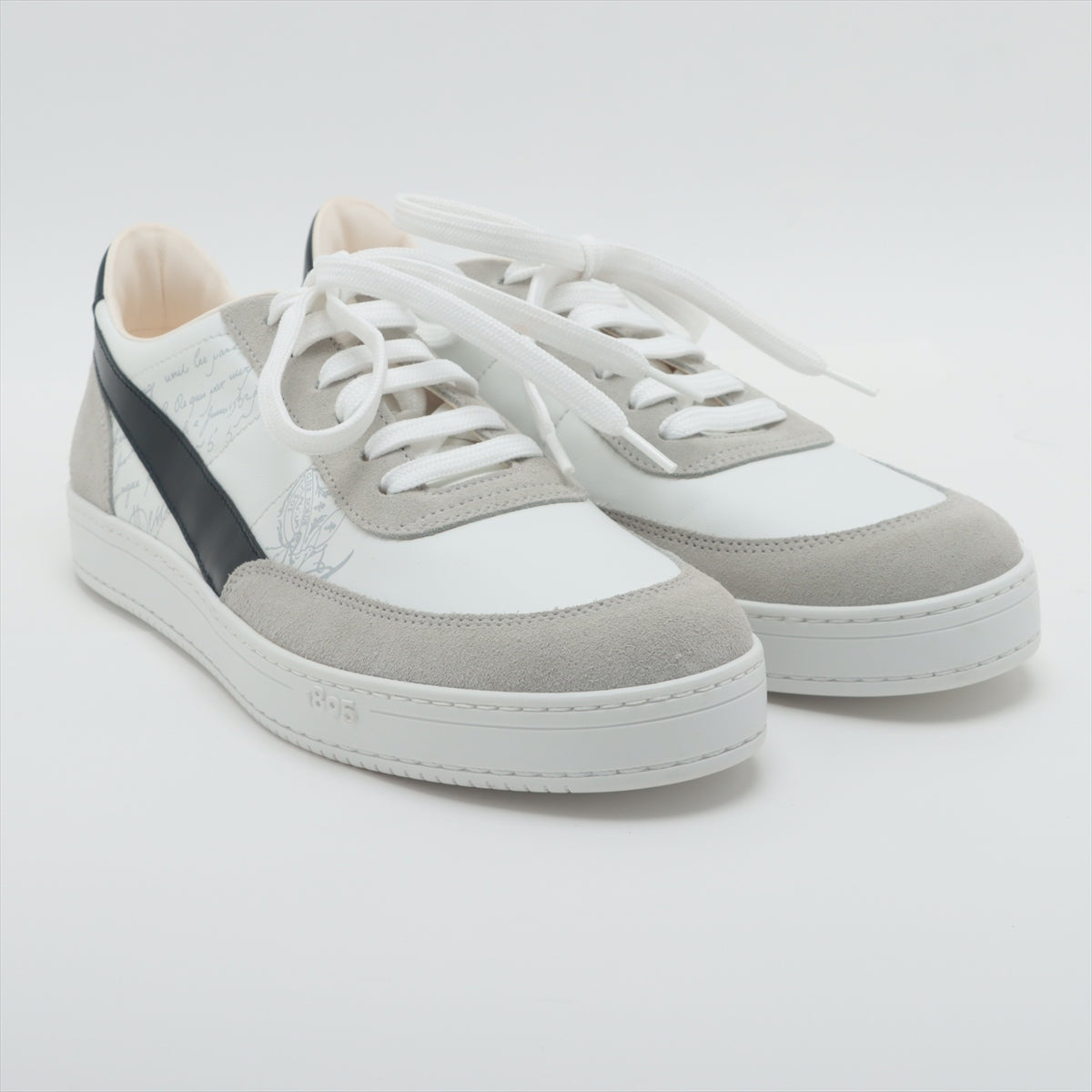 Berluti playtime Leather & Suede Sneakers 8.5 Men's Gray x white Calligraphy box There is a storage bag