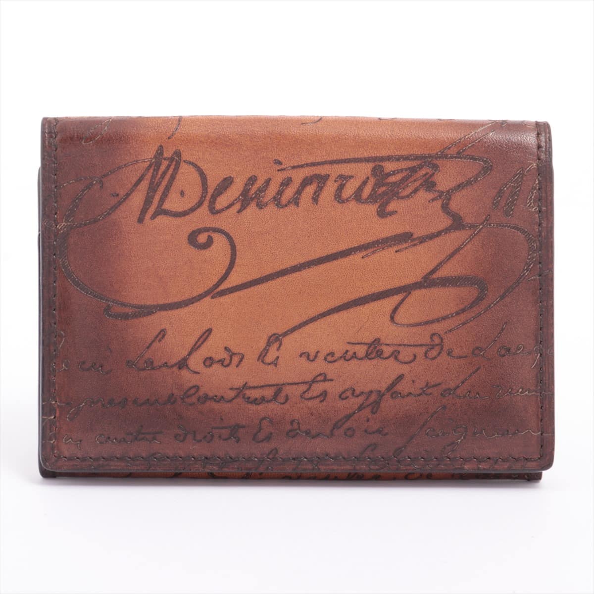 Berluti Calligraphy Leather Card case Brown Card Case Cobasre