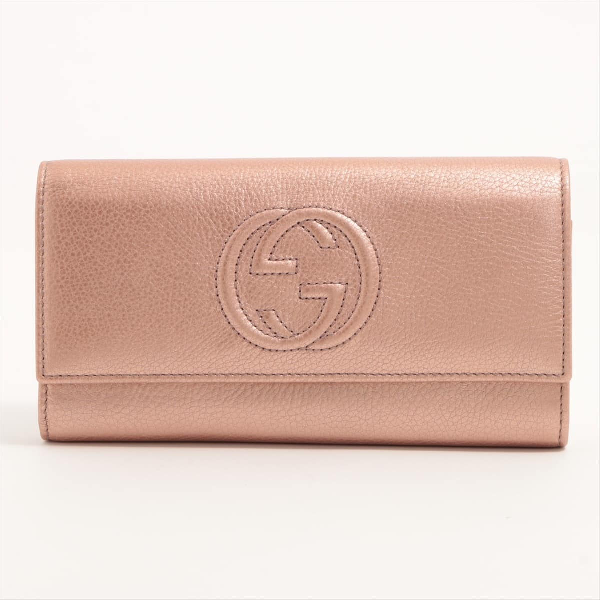 Gucci Soho Interlocking G 282414 Leather Wallet Pink Gold