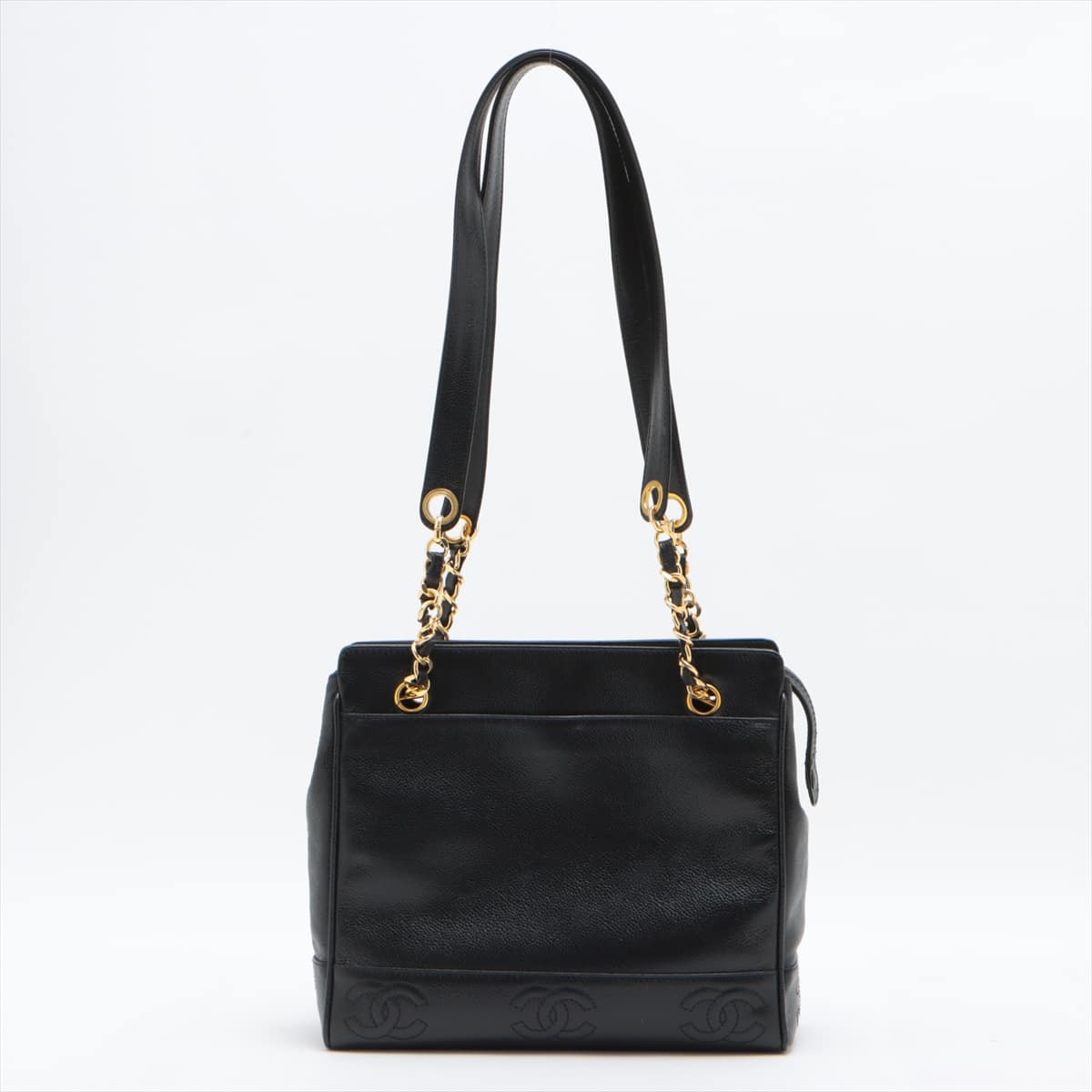 Chanel Triple Coco Caviarskin Chain tote bag Black Gold Metal fittings 4XXXXXX