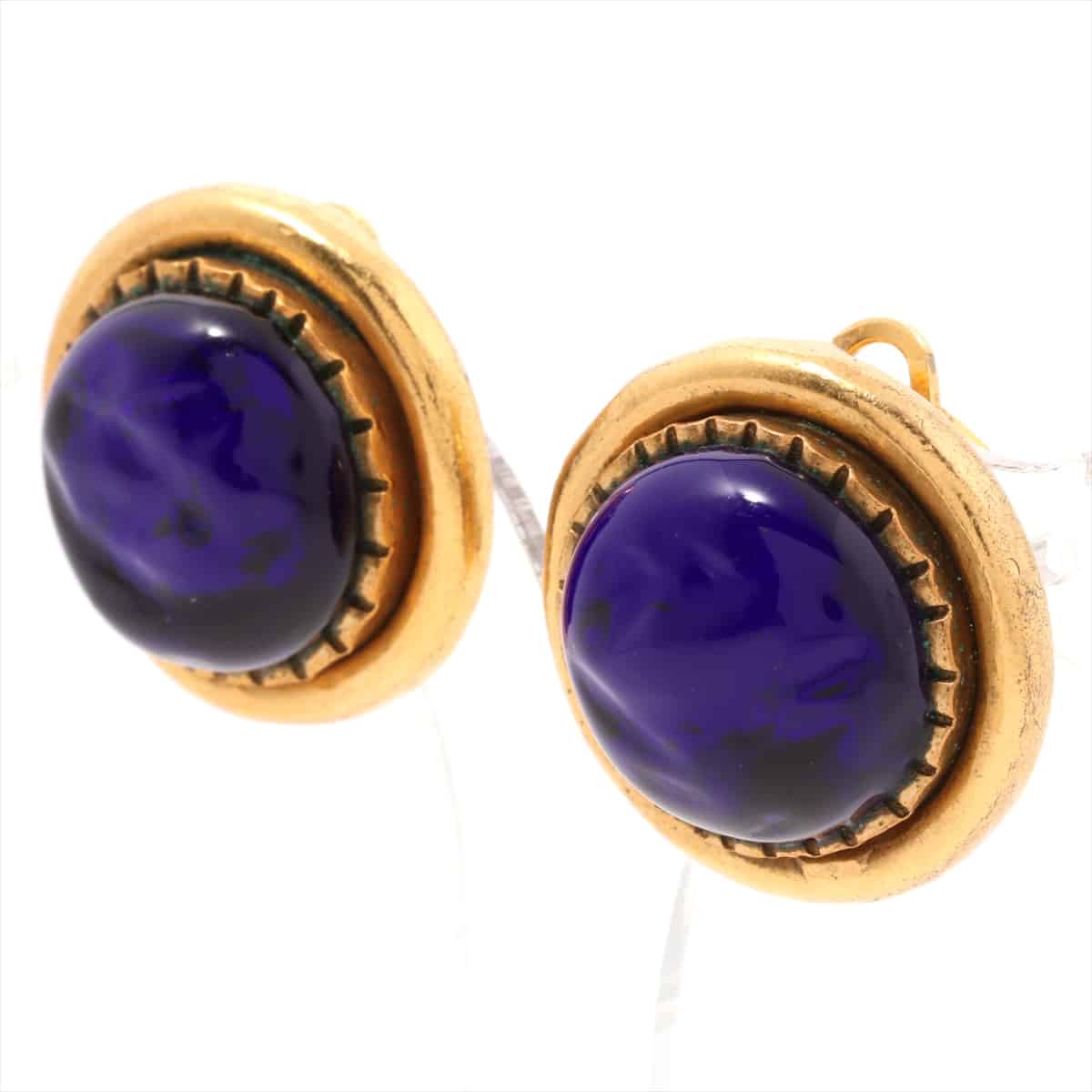 Chanel Earrings (for both ears) GP Gold 94A blue stone