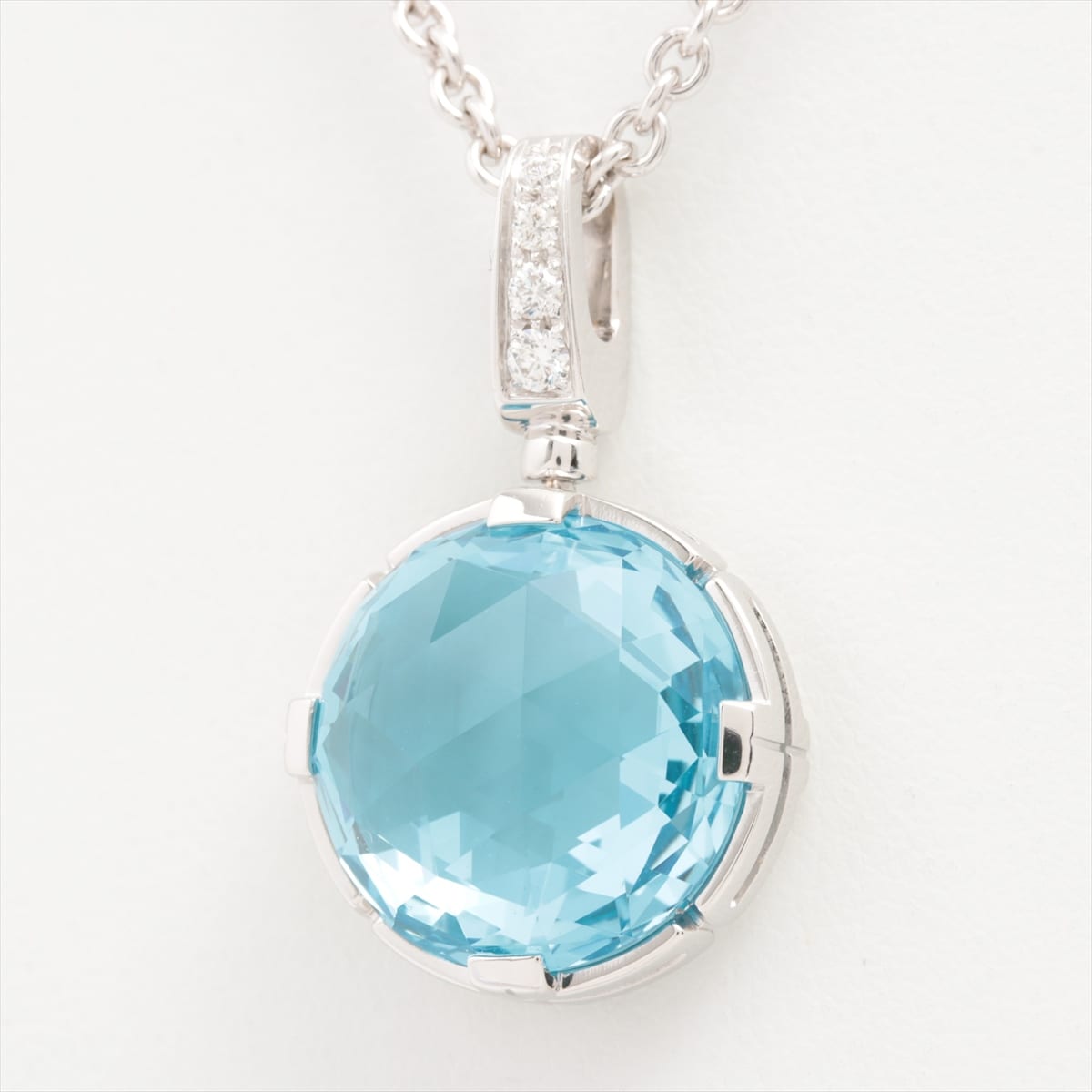 Bvlgari Parentesi Cocktail Blue topaz diamond Necklace 750(WG) 18.3g