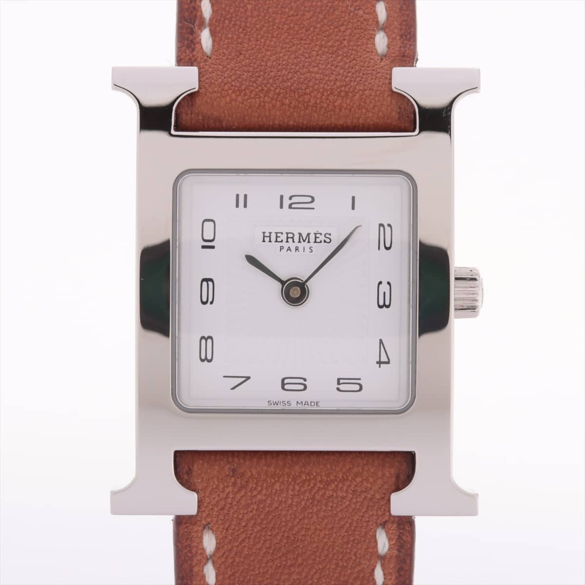 Hermès H Watch HH1.210 SS & Leather QZ White-Face