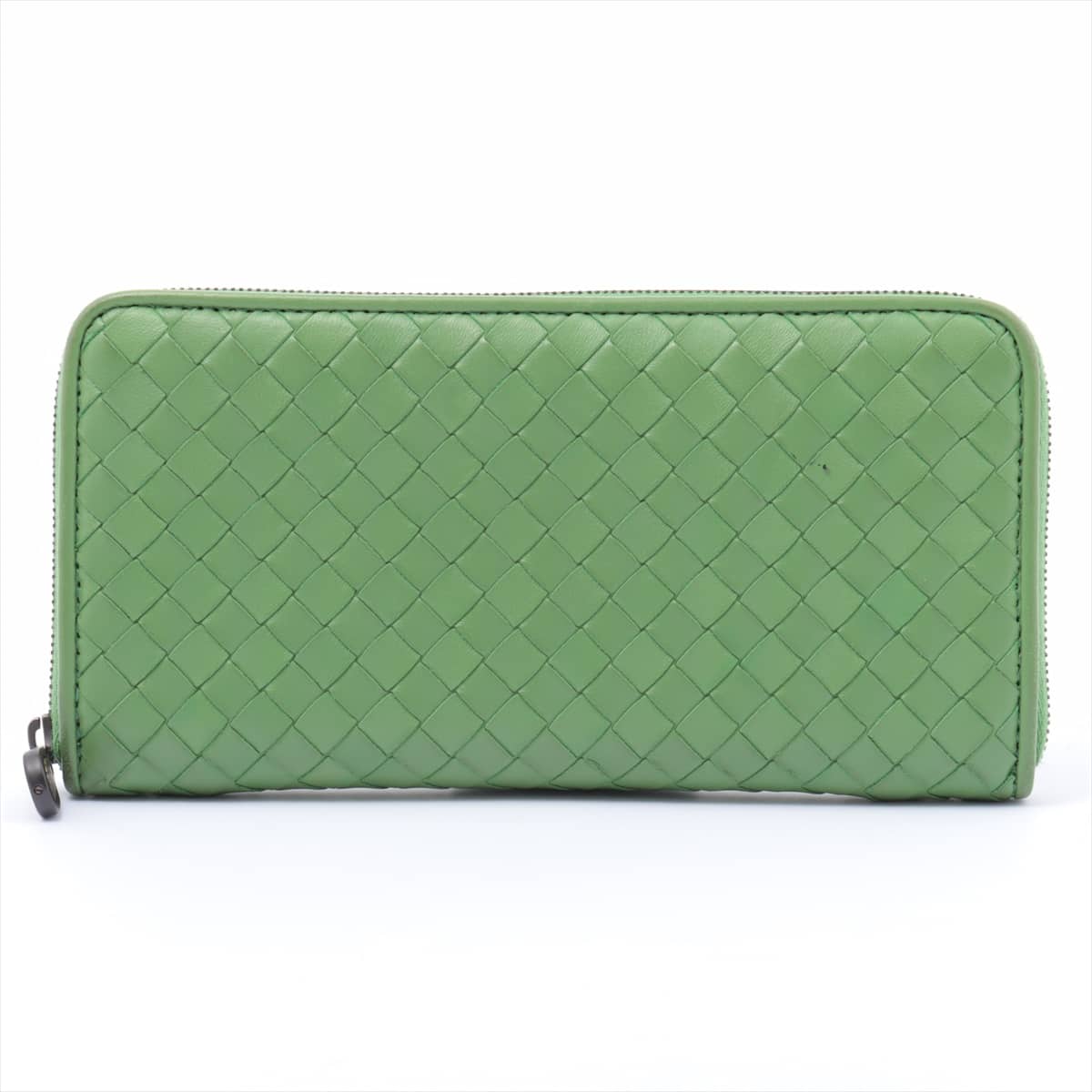 Bottega Veneta Intrecciato Leather Round-Zip-Wallet Green