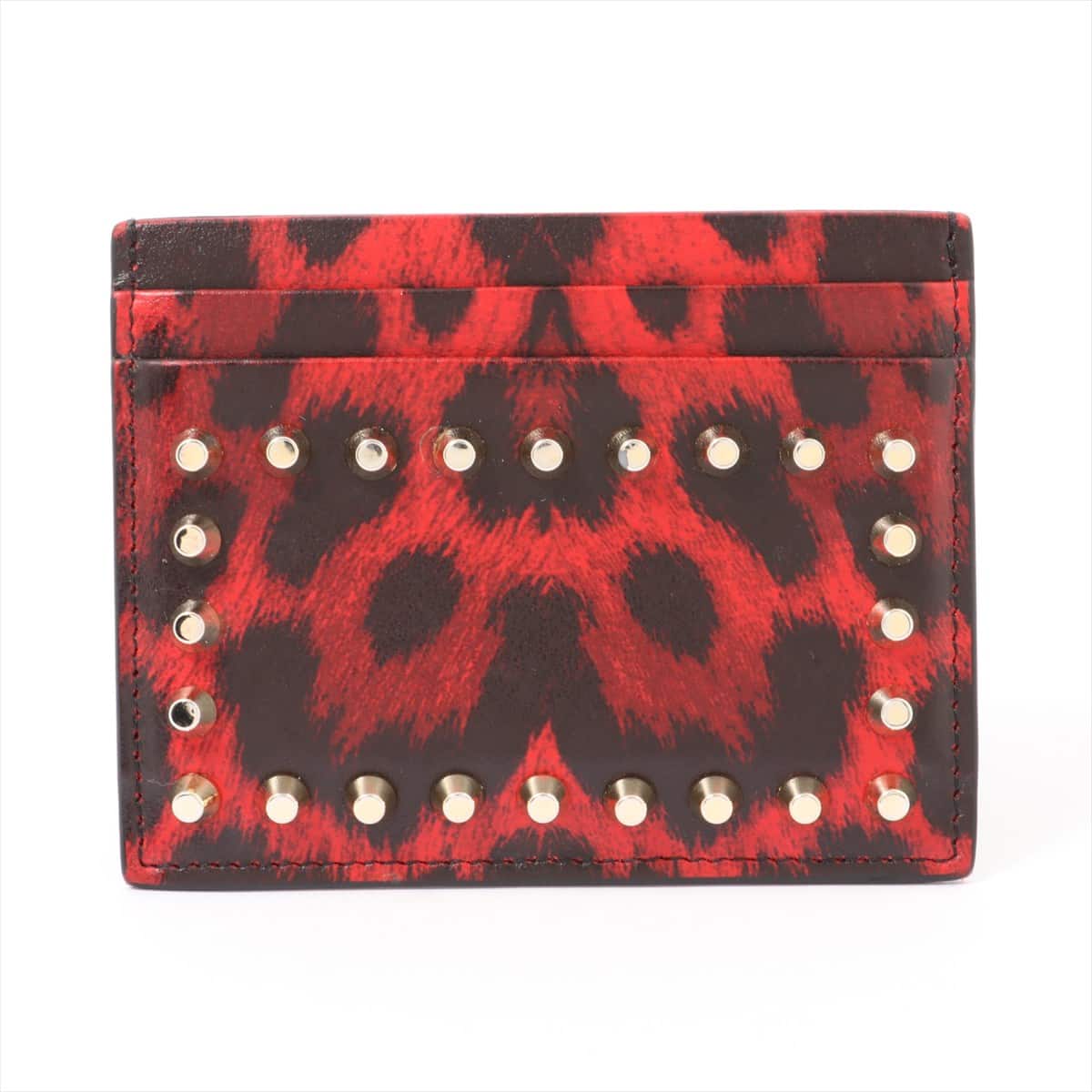 Christian Louboutin Studs Leather Pass Holder Red
