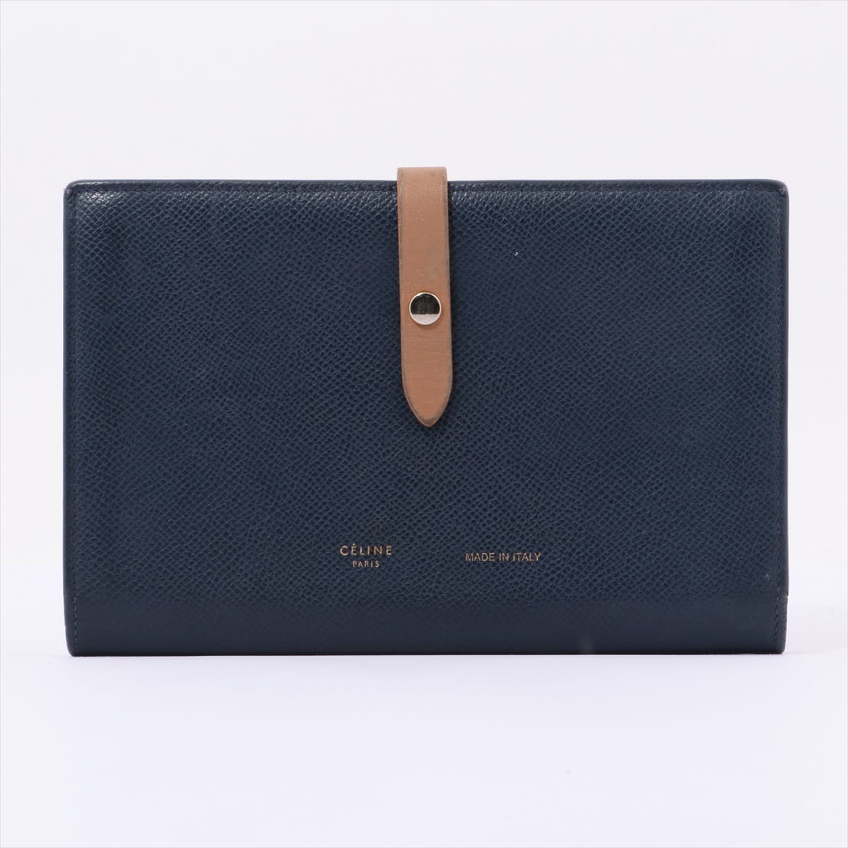 CELINE Strap Large Multifunction Leather Wallet Navy blue