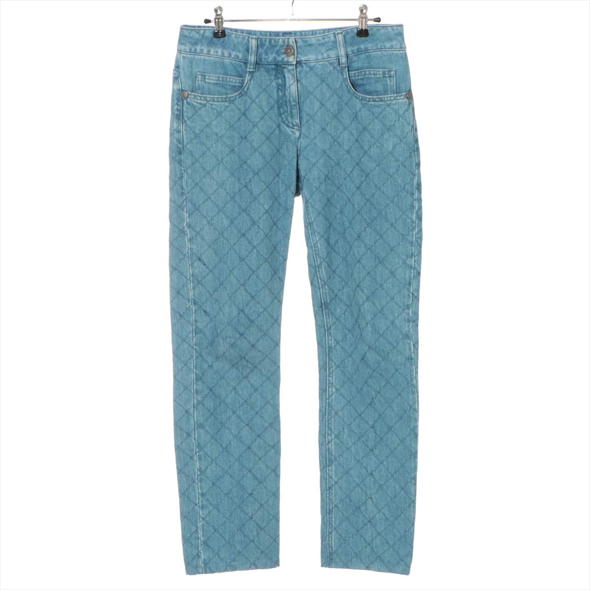 Chanel Matelasse P44 Cotton Denim pants 36 Ladies' Blue  Coco Button