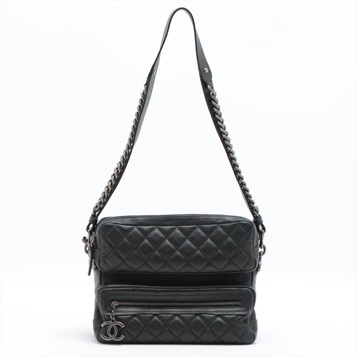 Chanel Matelasse Leather Chain shoulder bag Black Gunmetallic hardware 22XXXXXX