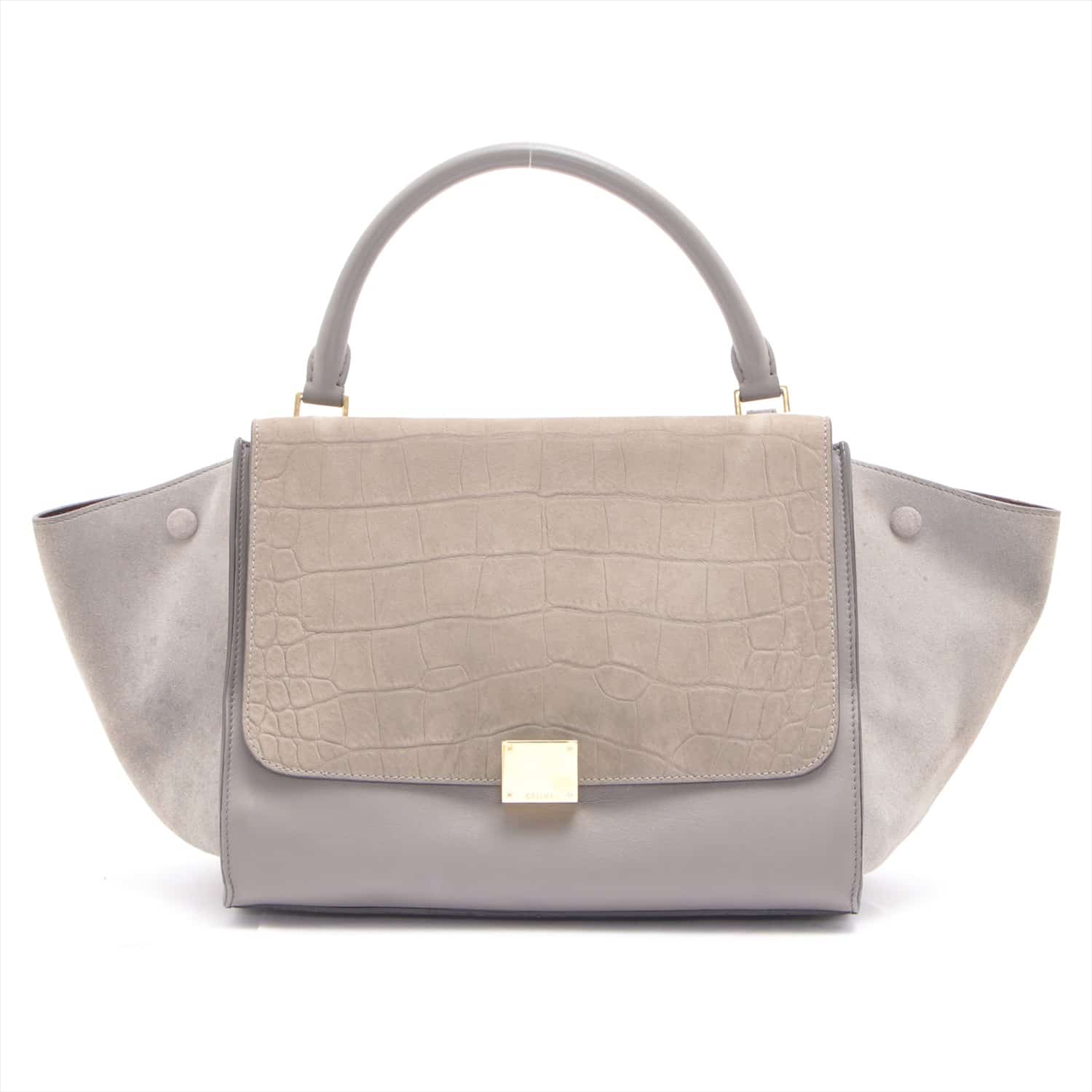 CELINE Trapeze Leather 2way handbag Grey