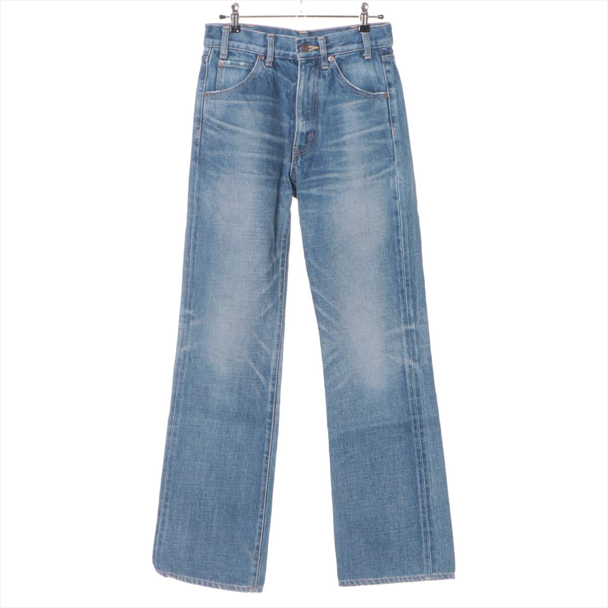 CELINE Cotton Denim pants 26 Ladies' Blue  Eddie period flaring Damage processing