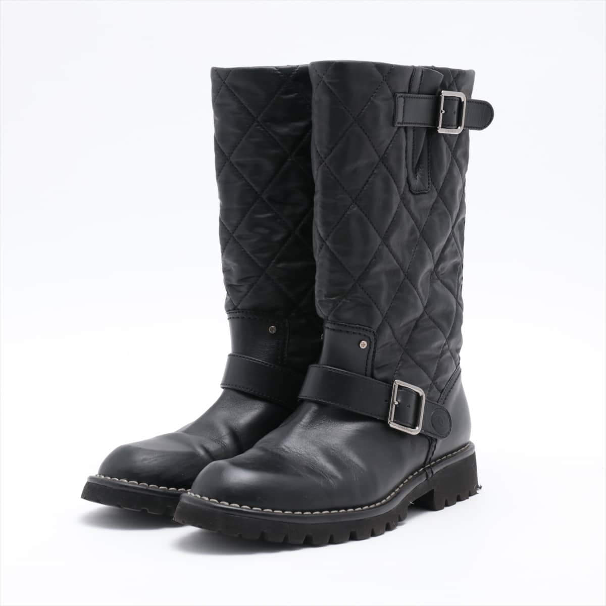 Chanel Coco Mark Matelasse Leather Boots 38 Ladies' Black G26590