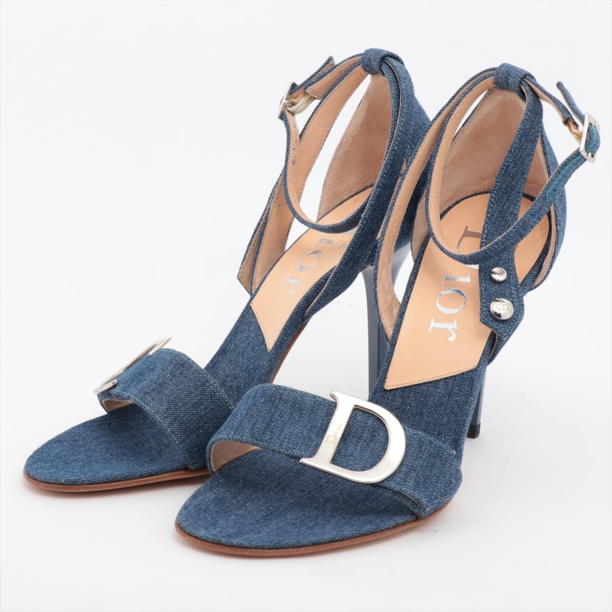 Christian Dior Denim Sandals 34 1/2 Ladies' Blue CD bracket