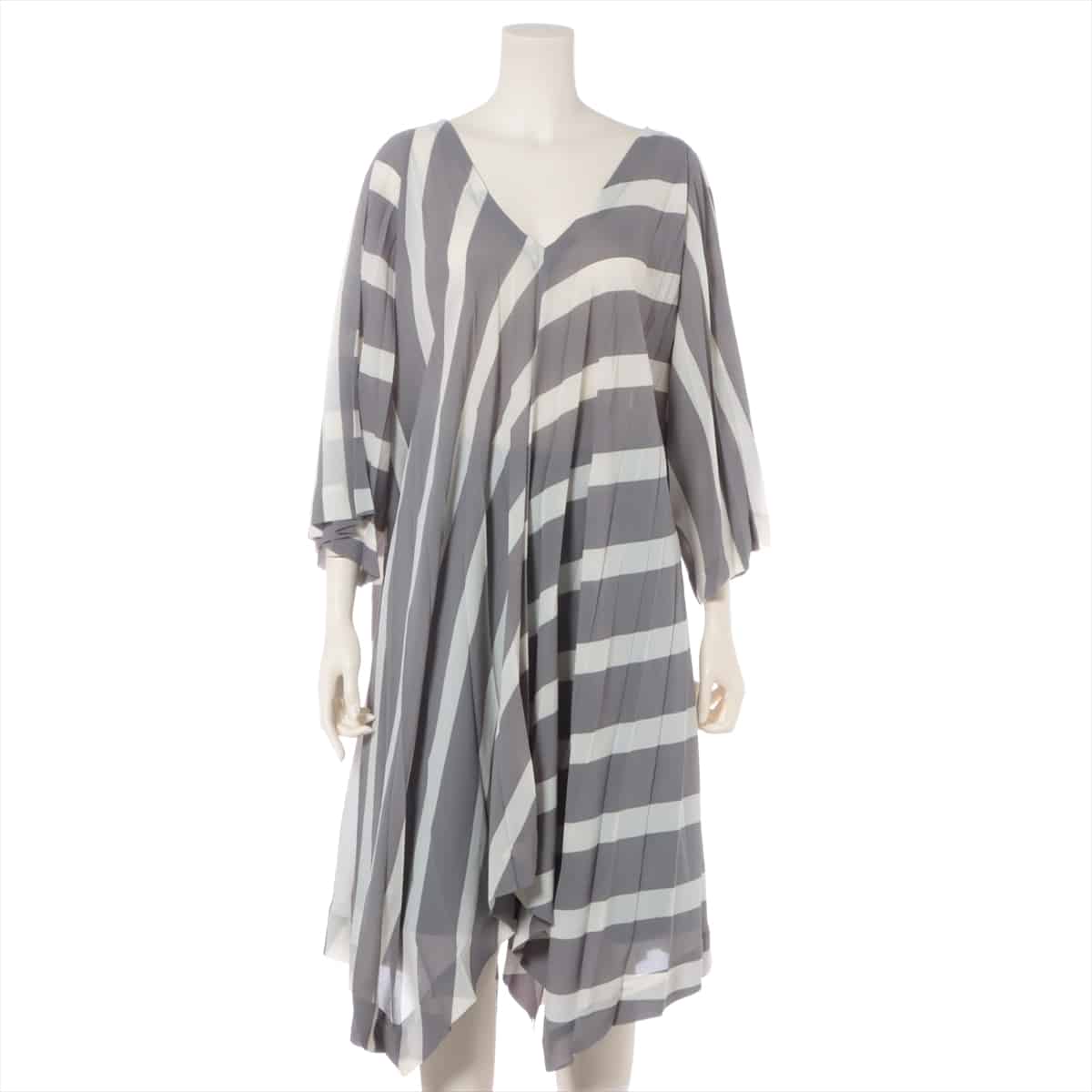 ISSEY MIYAKE Polyester Dress 2 Ladies' Gray x white  IM02FT678