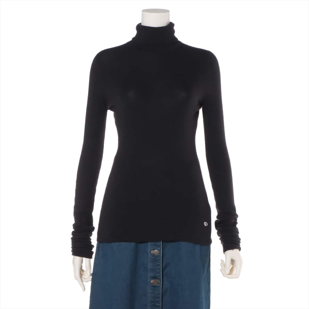 Christian Dior Cashmere & Silk High-Neck Knit 40 Ladies' Black