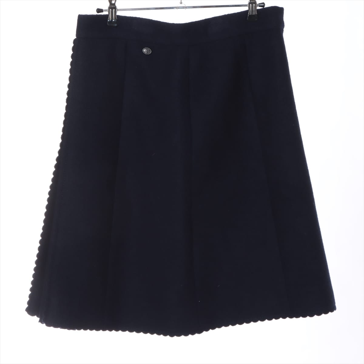 Chanel Coco Button P49 Wool Skirt 42 Ladies' Navy blue