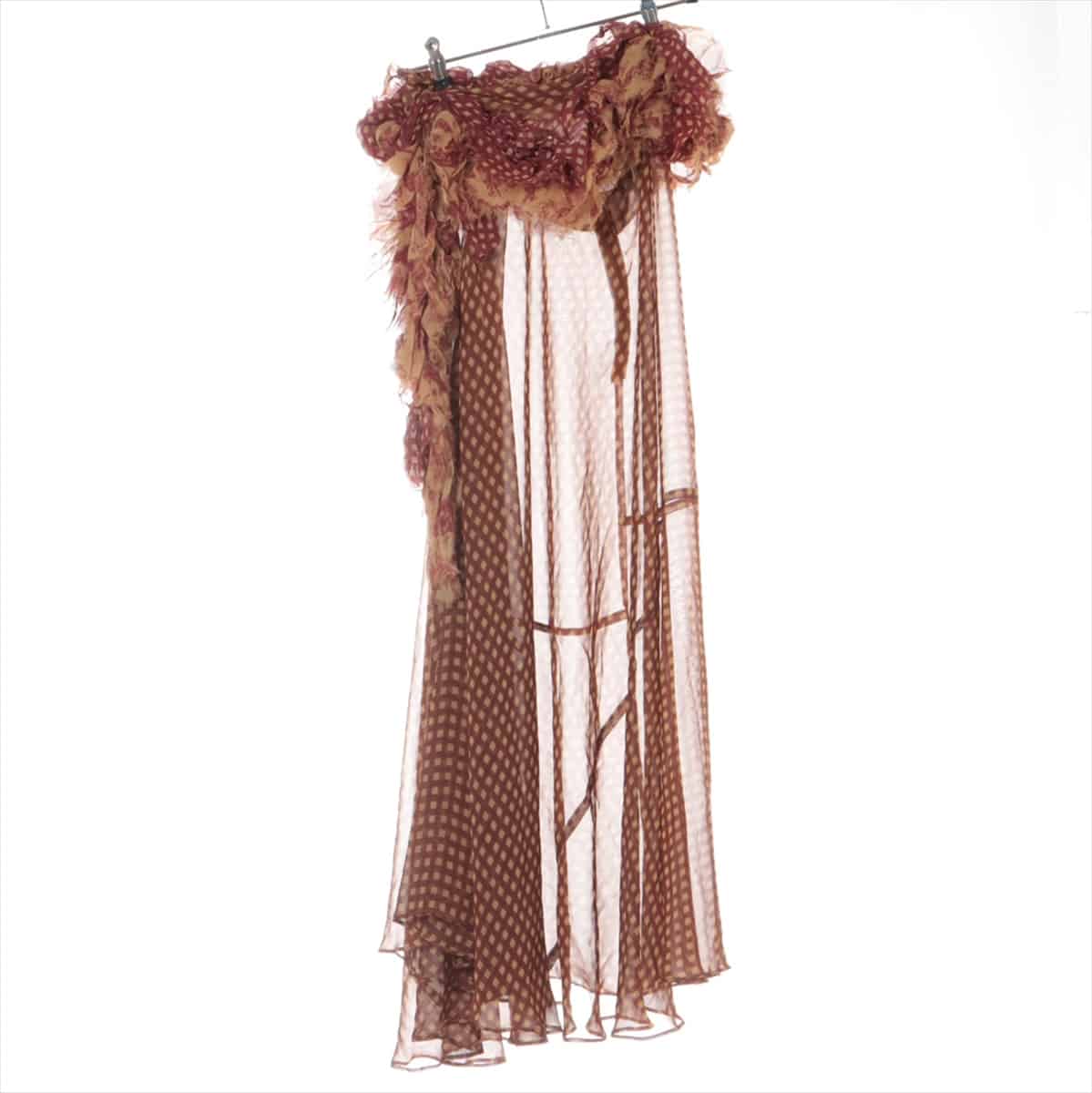 ISSEY MIYAKE Silk × Polyester Skirt 2 Ladies' Brown  corsage belt