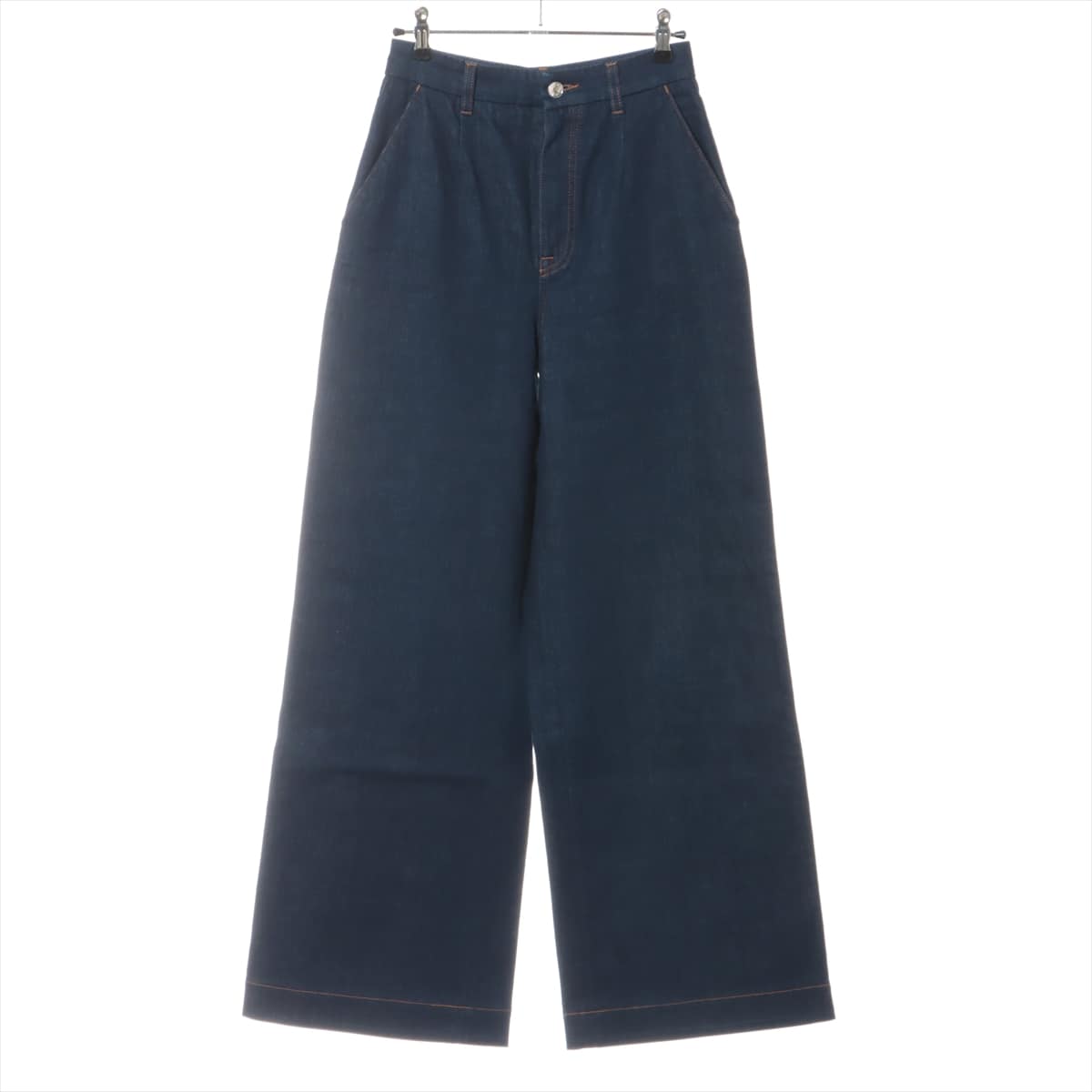 Dolce & Gabbana Cotton & Polyurethane Denim pants 38 Ladies' Navy blue  logo plate
