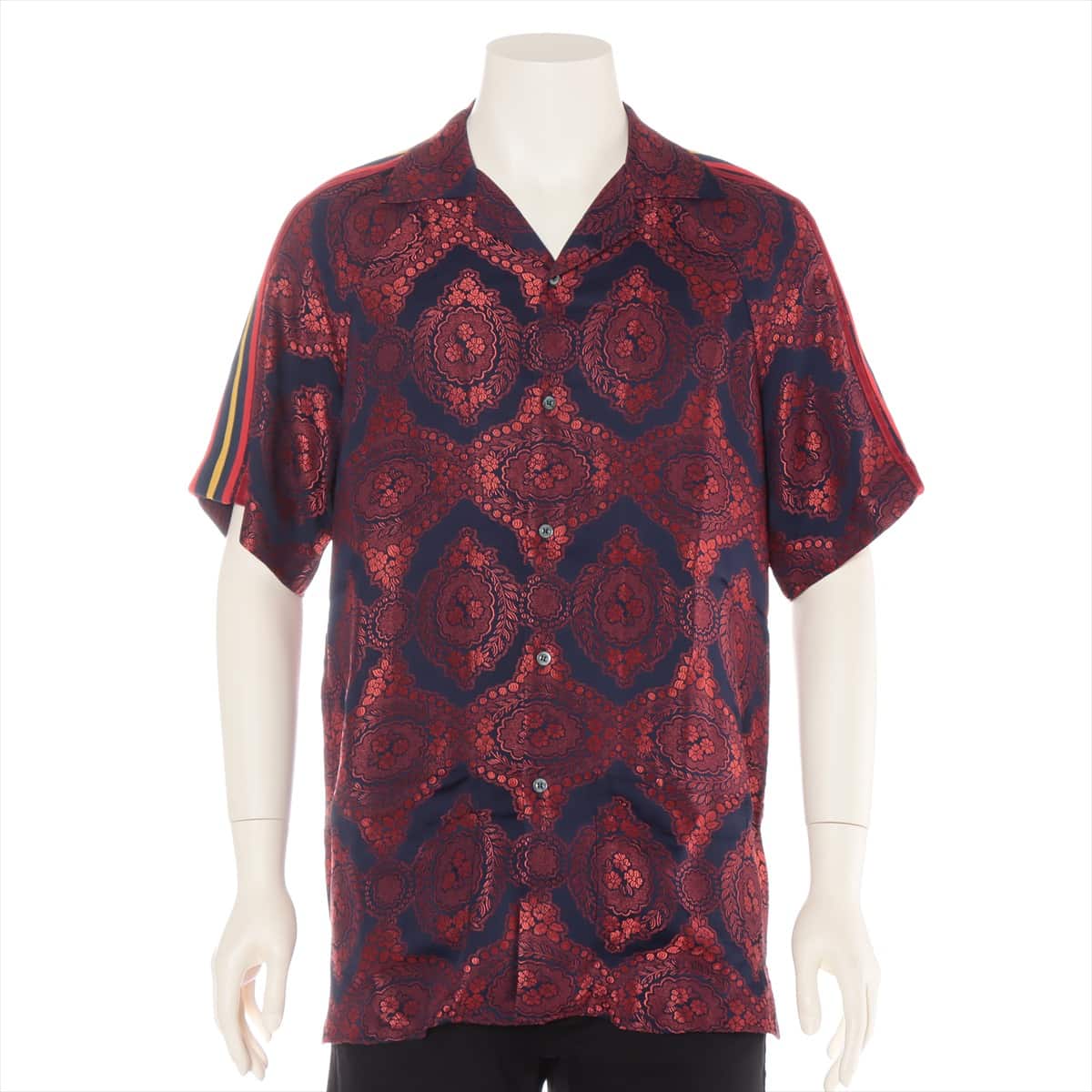Gucci Rayon Shirt 46 Men's Red  flower jacquard bowling shirt