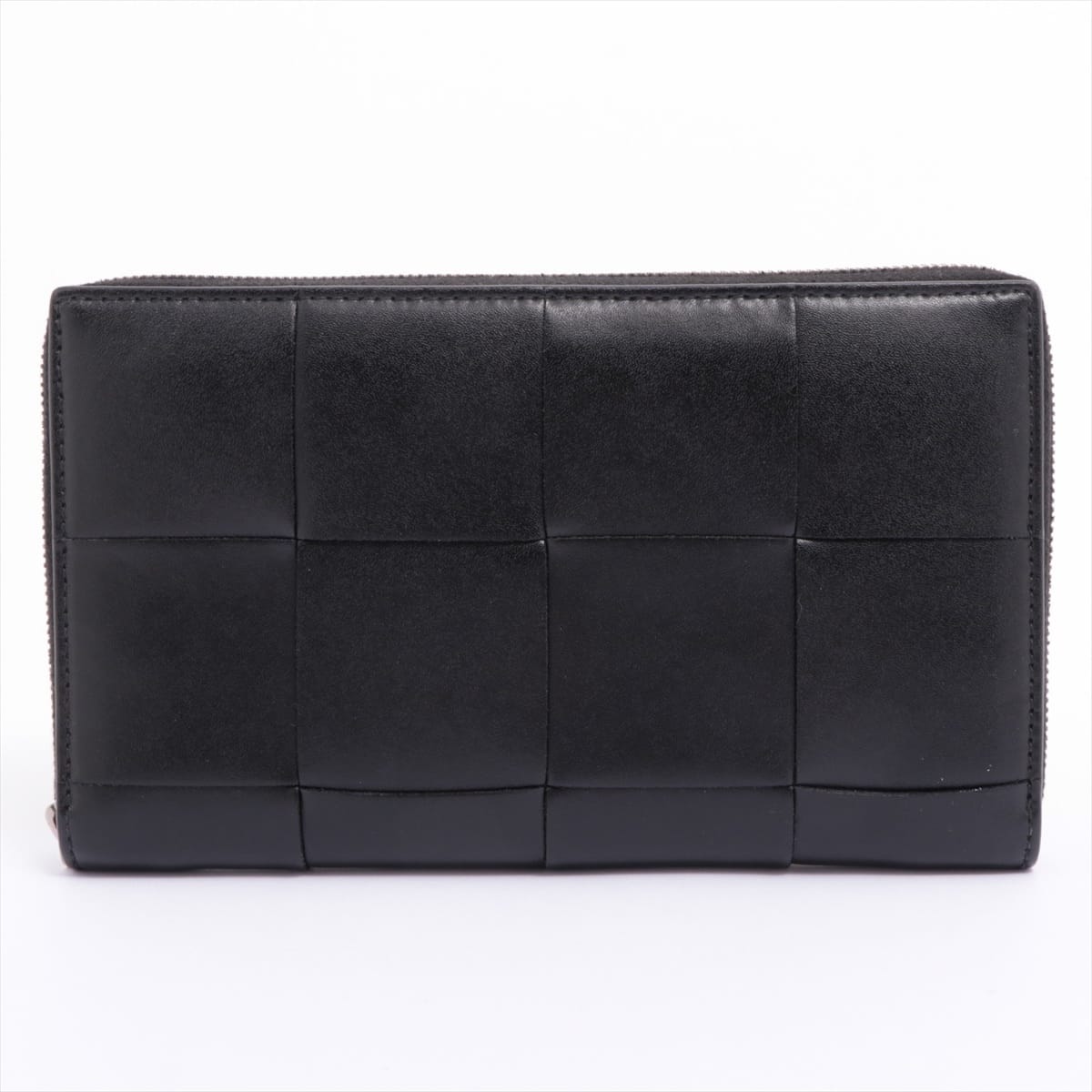 Bottega Veneta maxi intrecciato Leather Round-Zip-Wallet Black