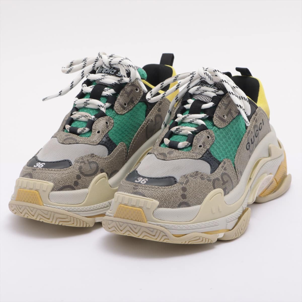 Gucci x Balenciaga Triple s 21AW Mesh x leather Sneakers 24cm Ladies' Beige The Hacker Project
