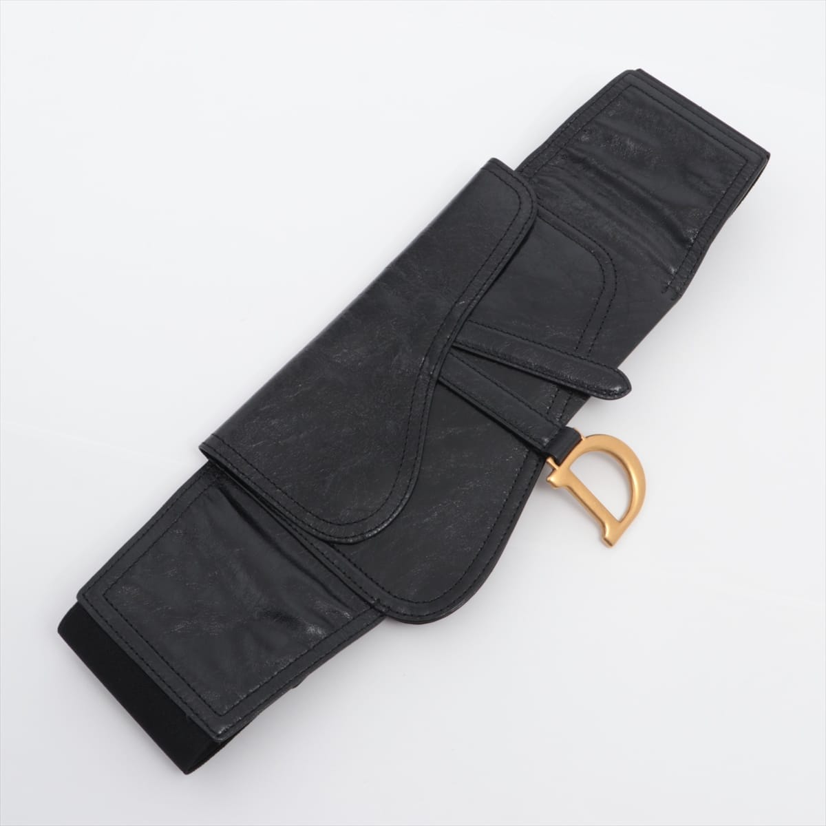 Christian Dior Saddle Belt Leather Black