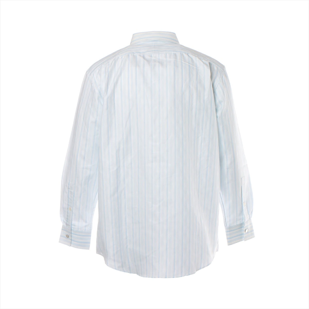 Hermès Cotton Shirt 42 Men's Blue x white  Serie button