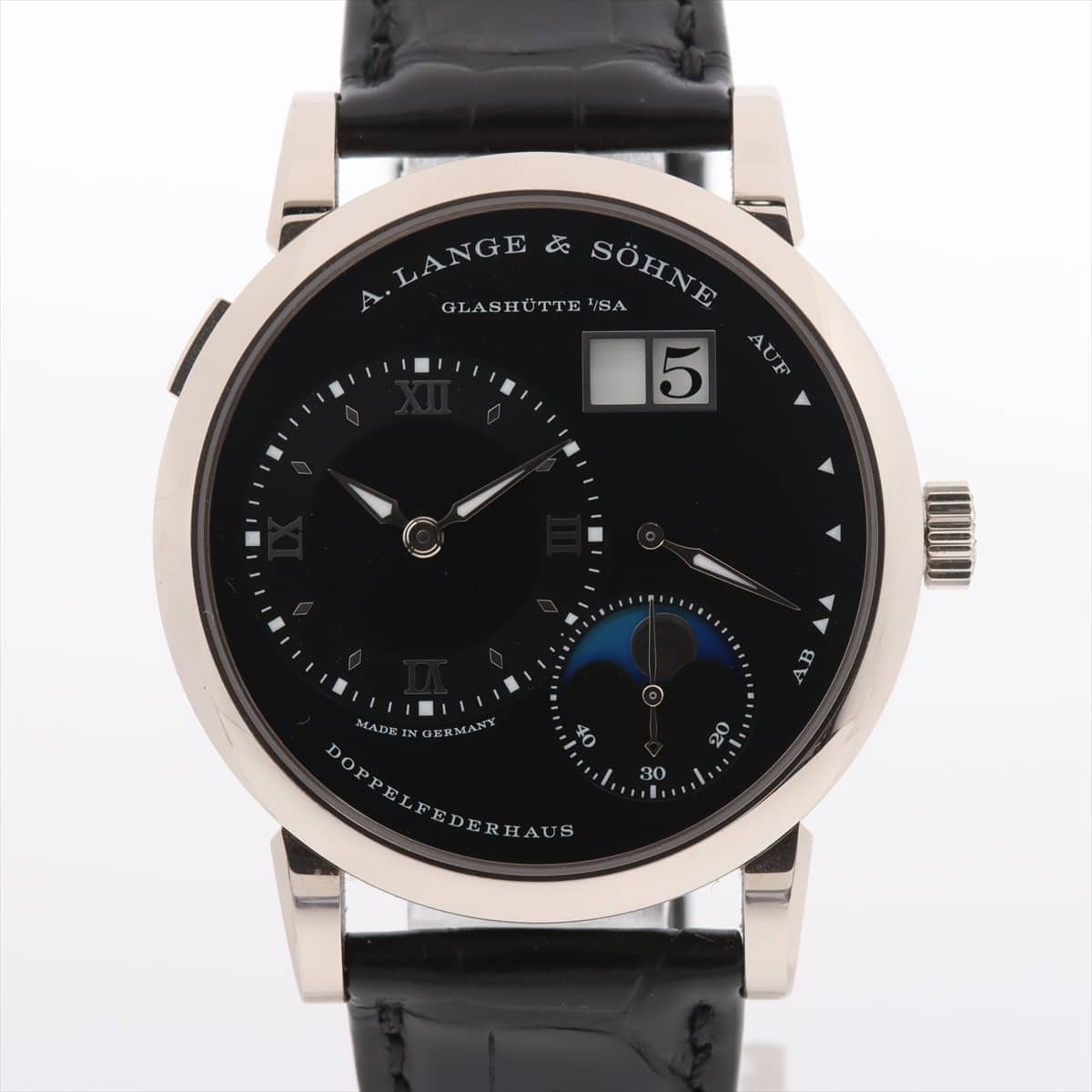 A. Lange & Söhne Lange 1 Moon phases 192.029 WG & Leather AT Black-Face With genuine buckle