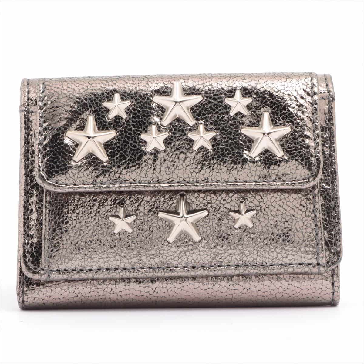 Jimmy Choo Star studs Leather Compact Wallet Silver