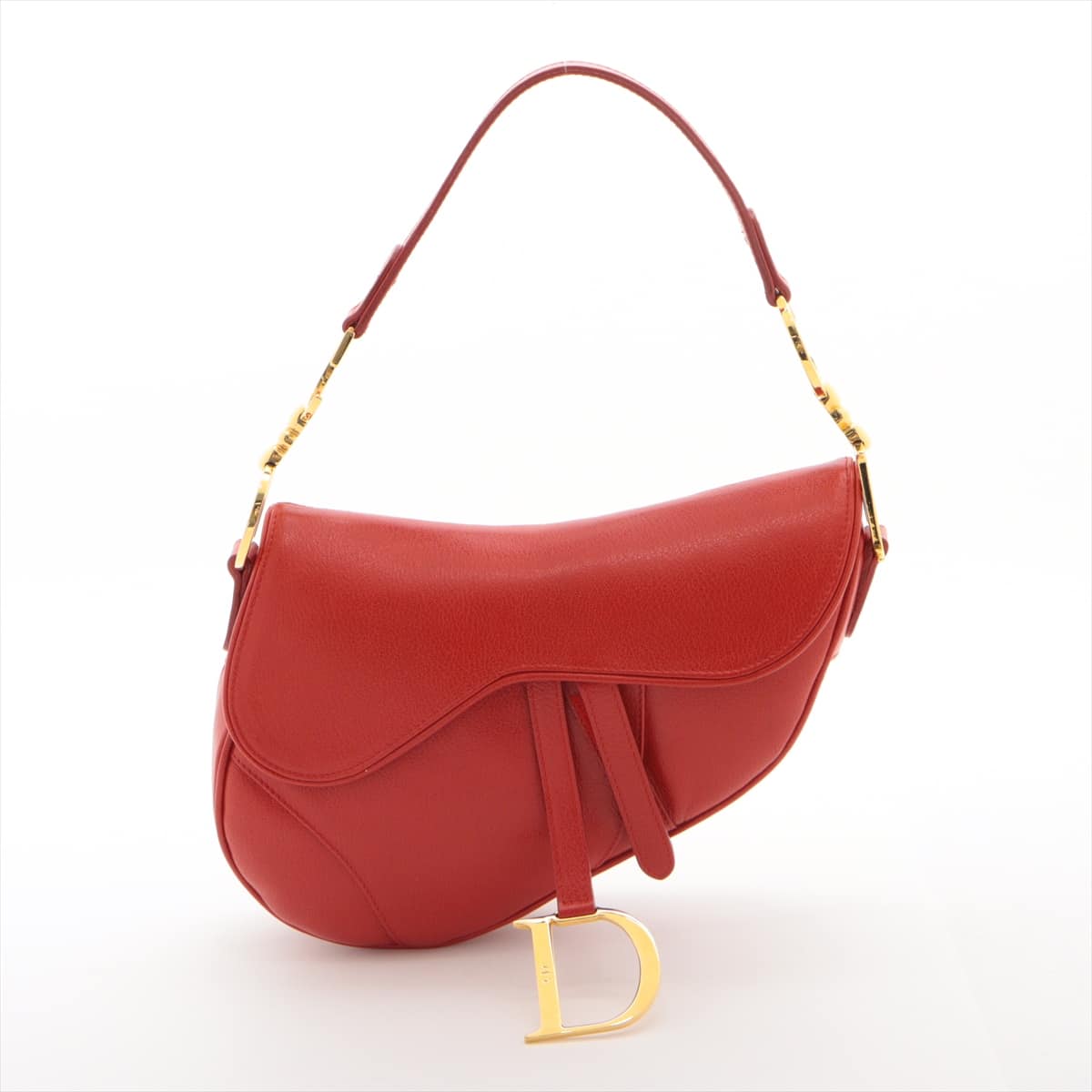 Christian Dior Saddle Bag Leather Shoulder bag Red