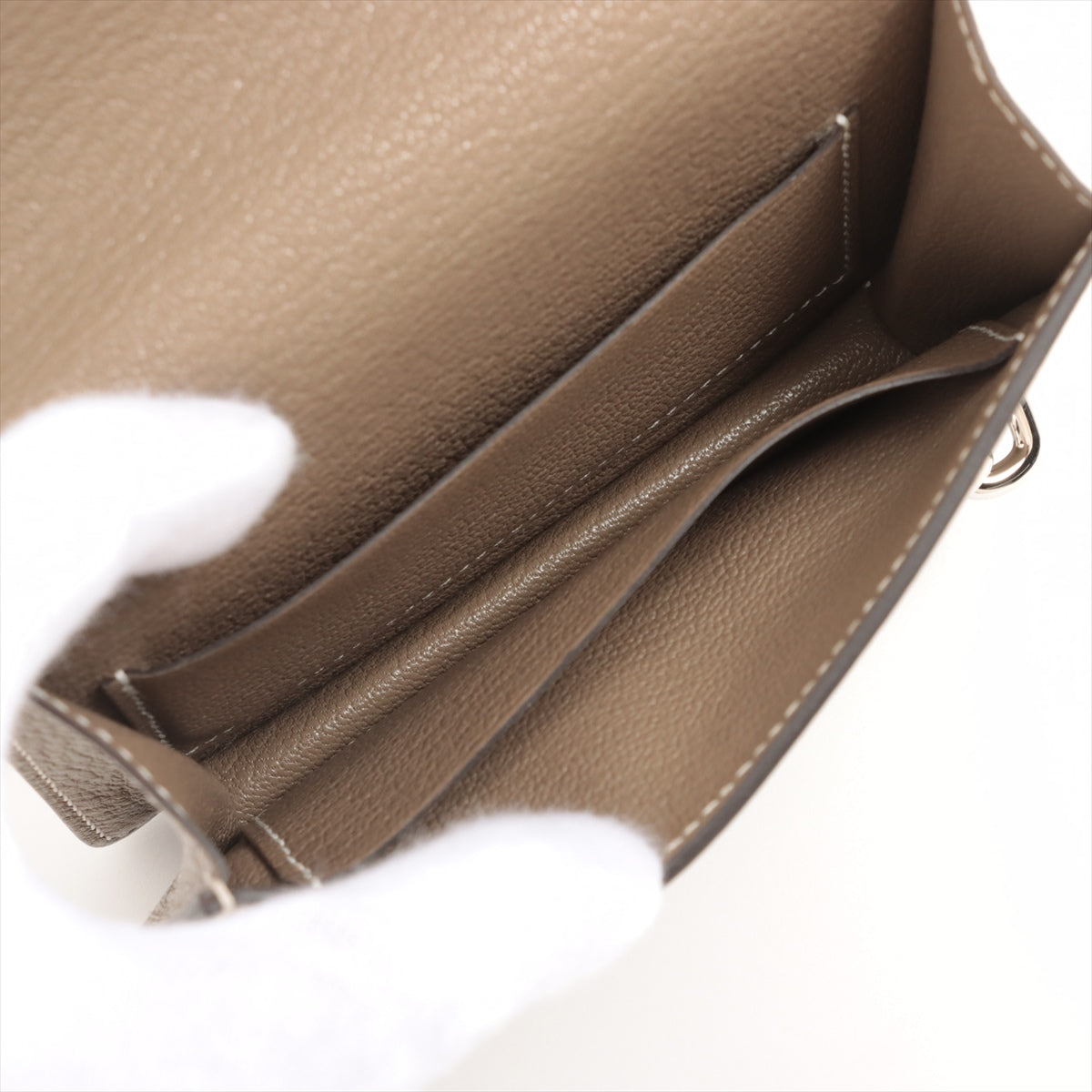 Hermès Louris Slim Chevre myzore Waist bag Etoupe Silver Metal fittings Z: 2021 Coin case included Compact Wallet