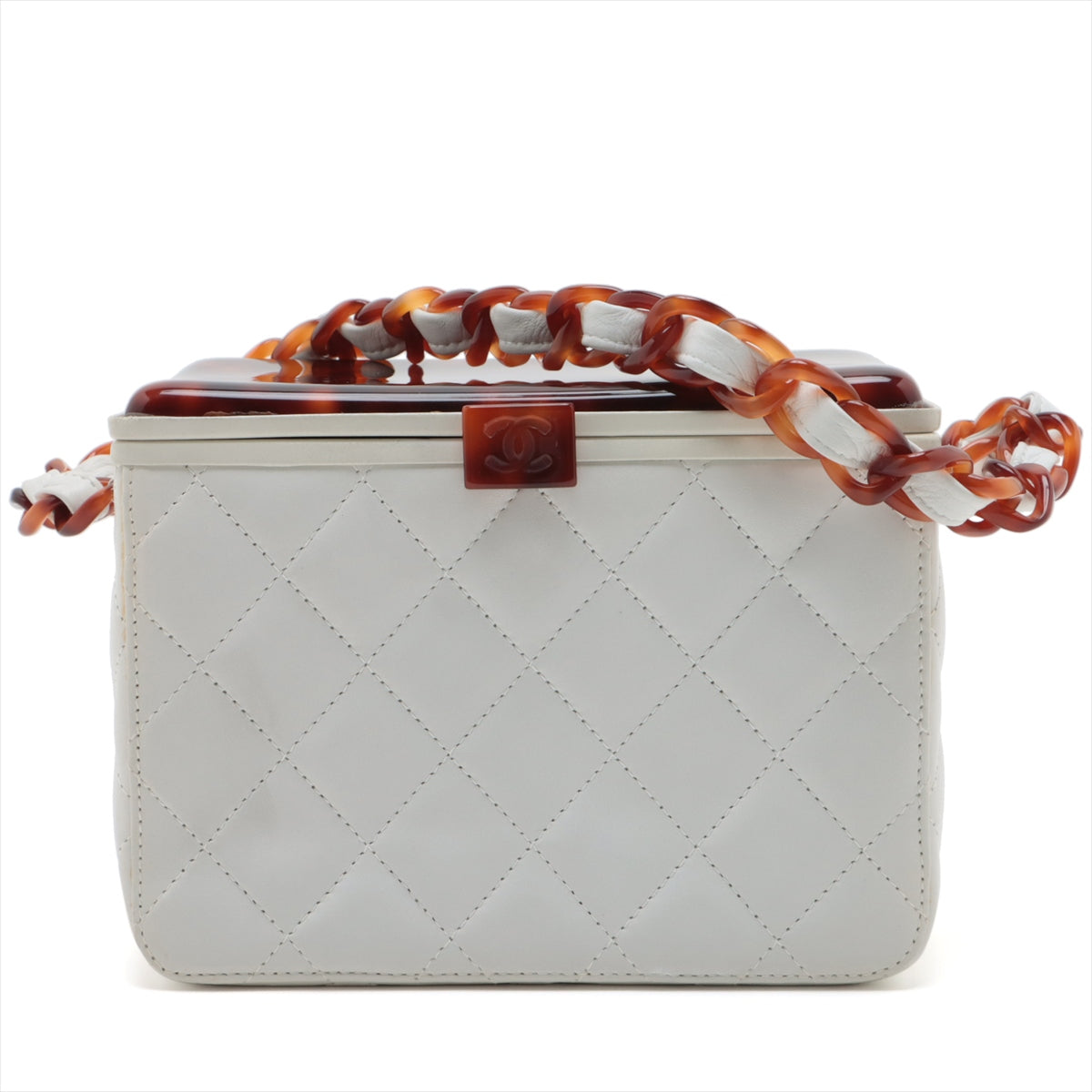 Chanel Matelasse Lambskin Vanity bag tortoiseshell White Silver Metal fittings 4XXXXXX