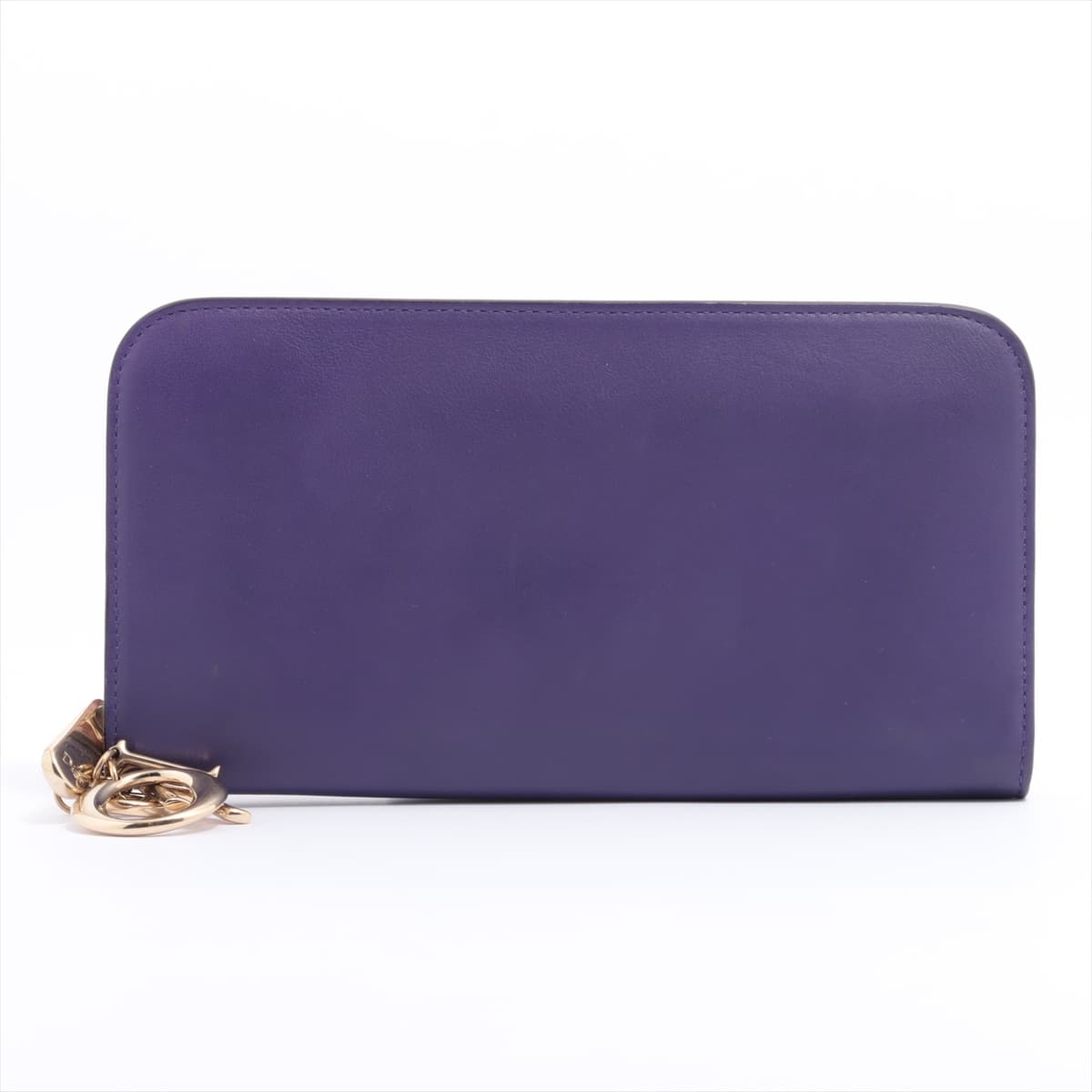 Christian Dior Leather Round-Zip-Wallet Purple