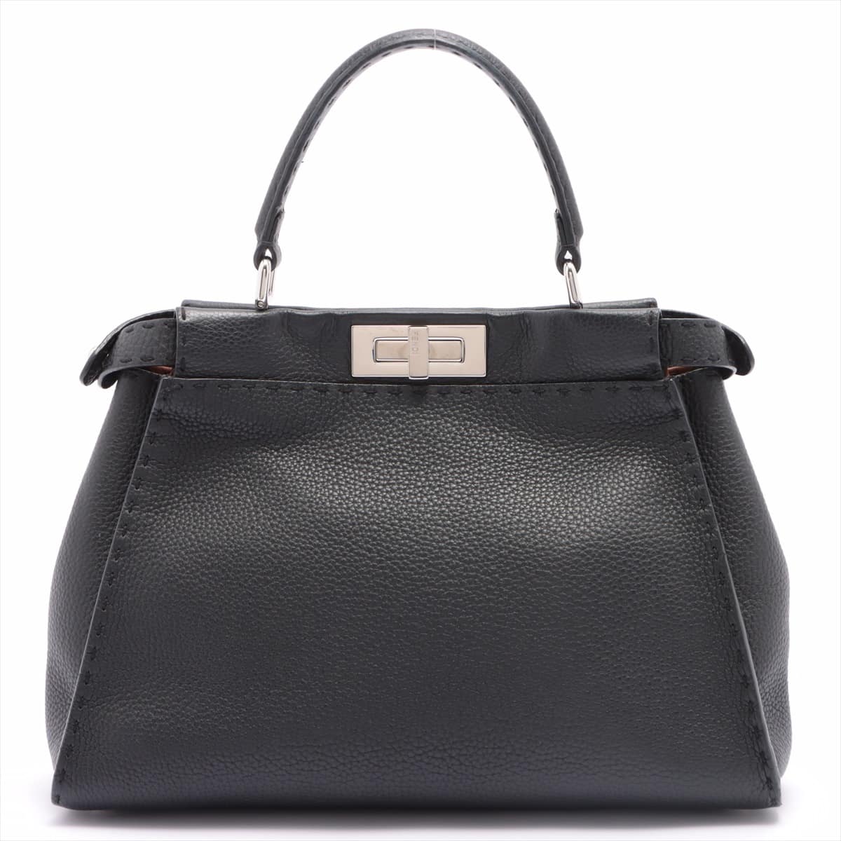 Fendi PEEKABOO REGULAR Selleria Leather 2way handbag Black 8BN290