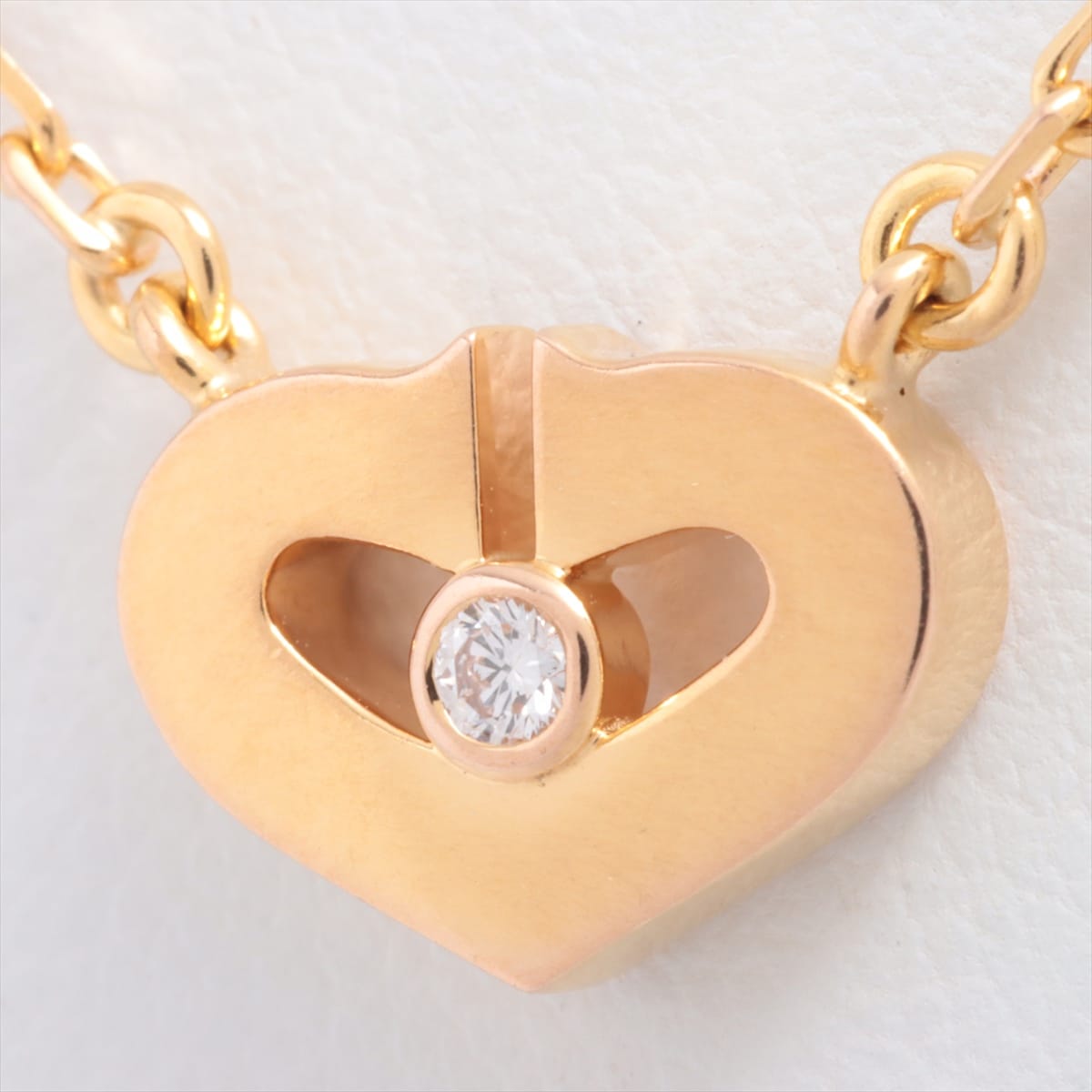 Cartier C Heart 1P diamond Necklace 750 YG 4.2g