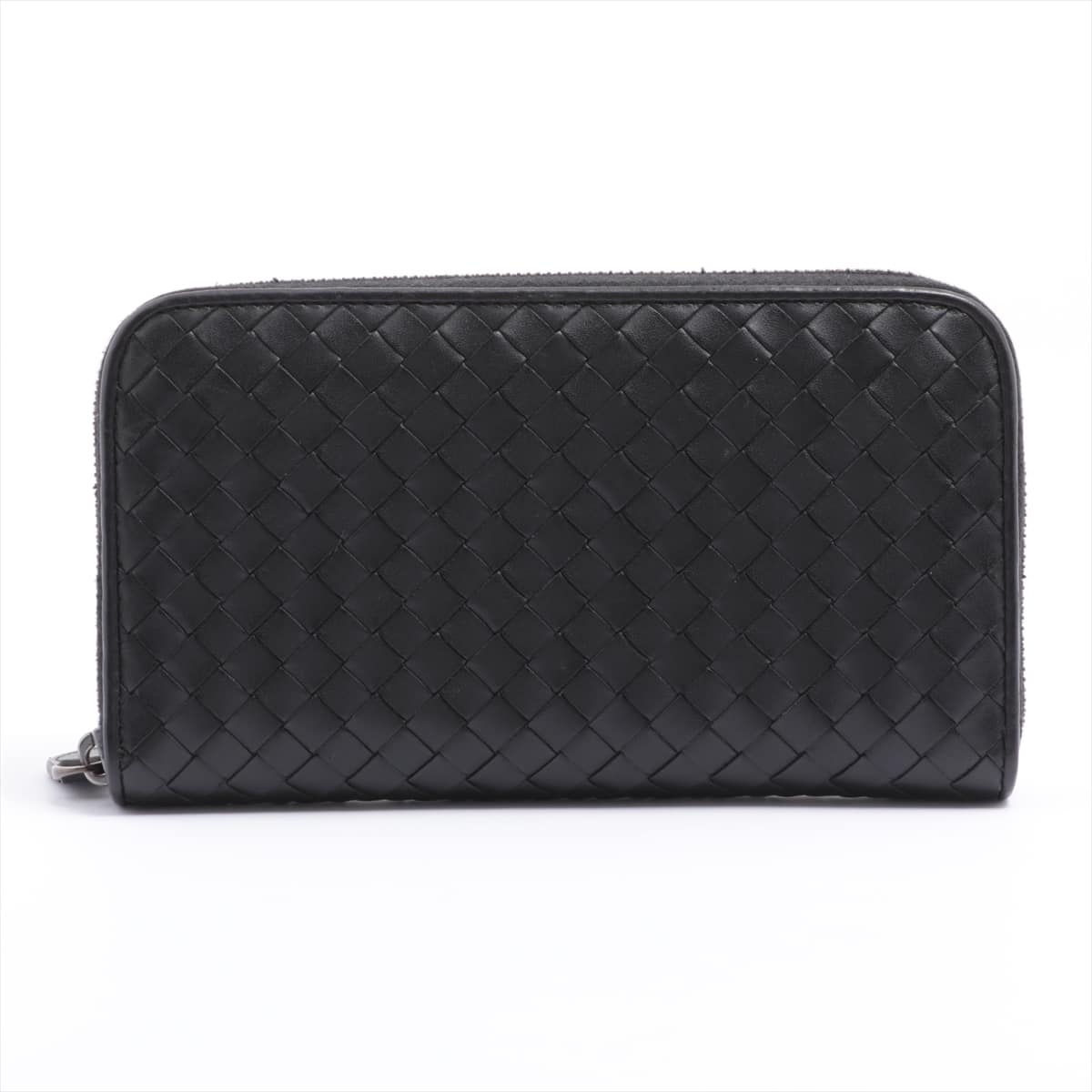 Bottega Veneta Intrecciato Leather Round-Zip-Wallet Black